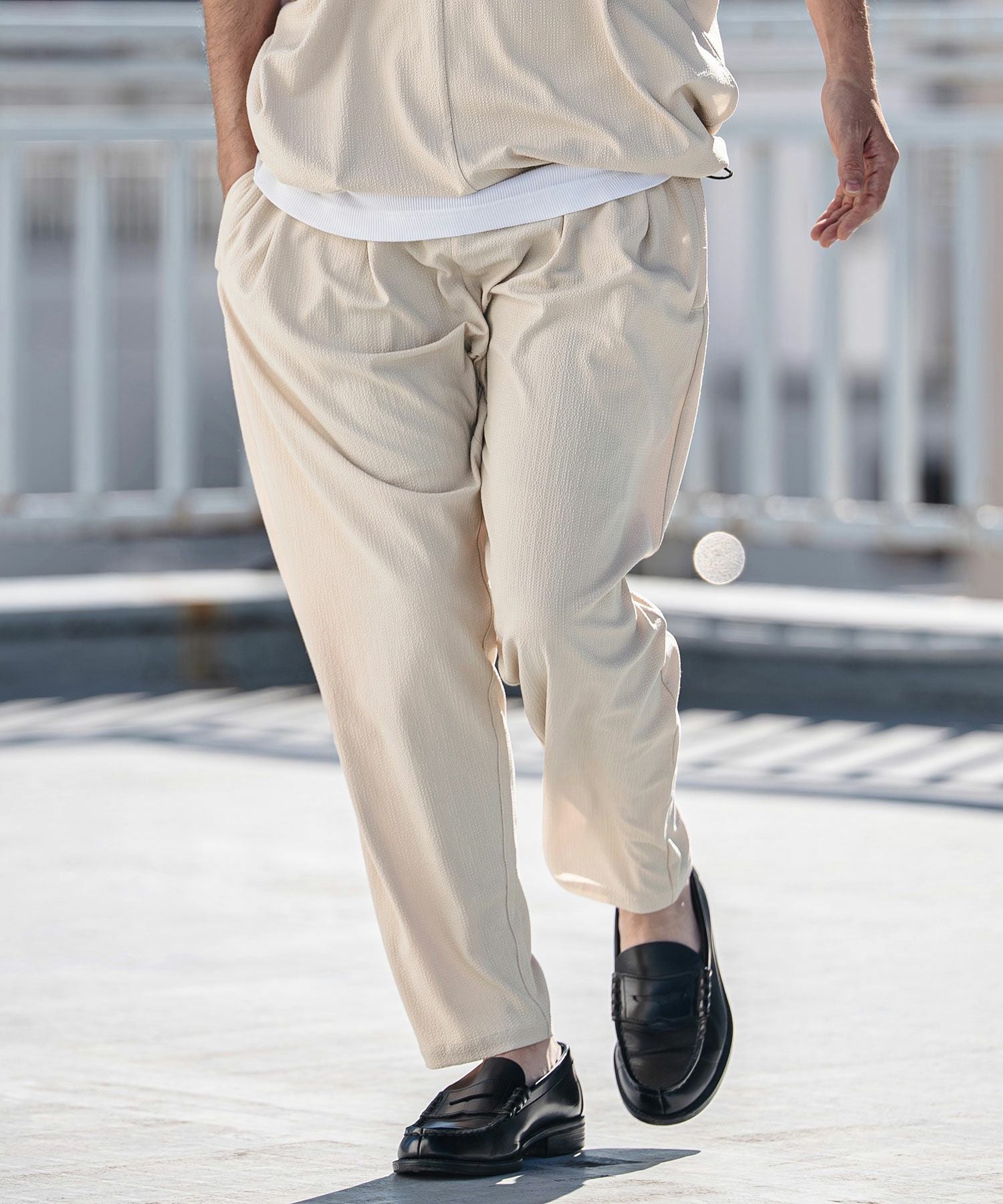 CAMBIO(カンビオ)】Stretch Seersucker Tapered Pants テーパード