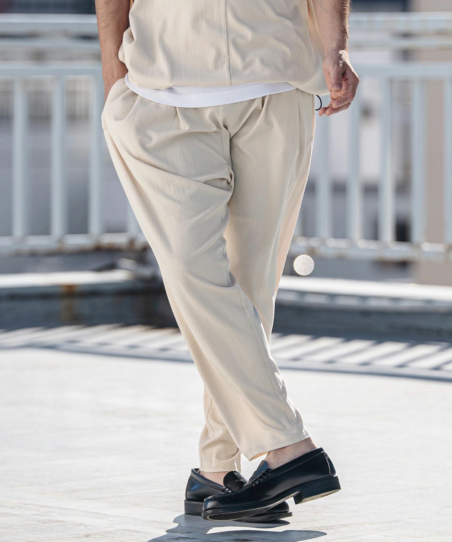 CAMBIO(カンビオ)】Stretch Seersucker Tapered Pants テーパード