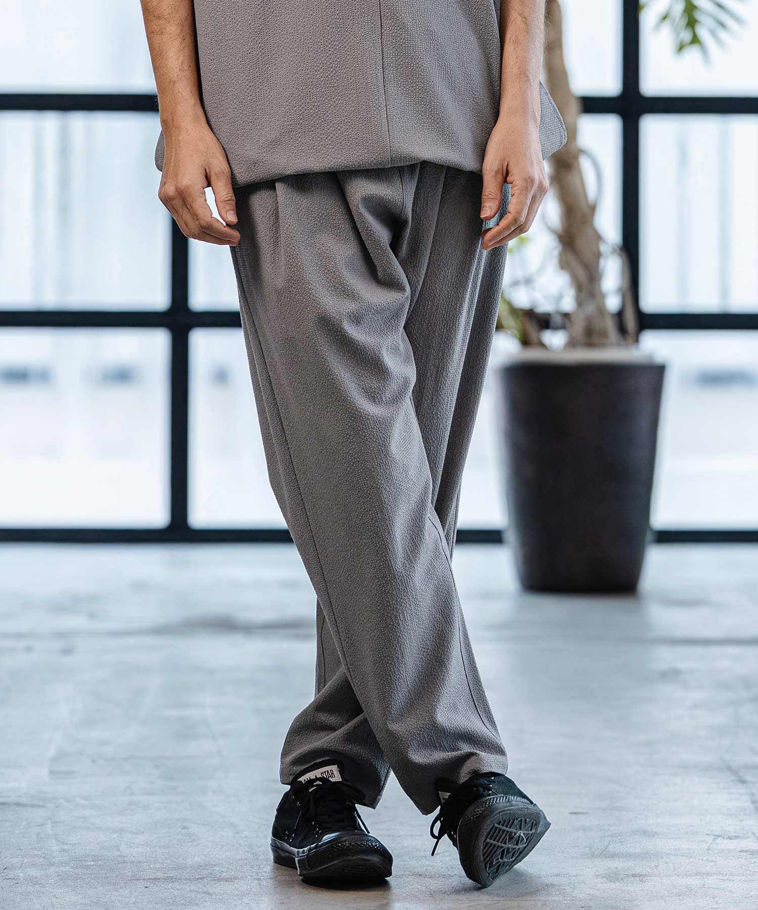 CAMBIO(カンビオ)】Stretch Seersucker Tapered Pants テーパード