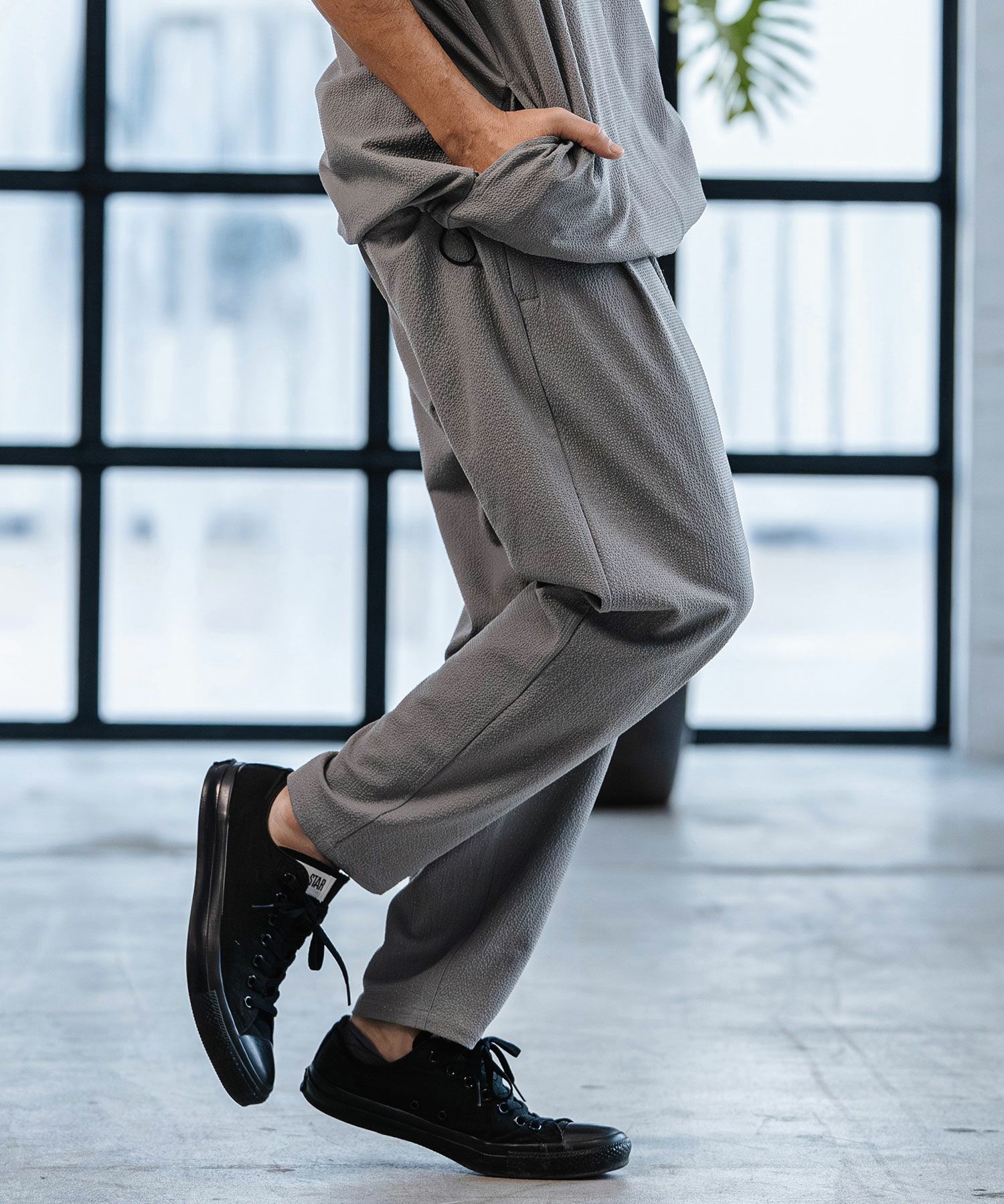 CAMBIO(カンビオ)】Stretch Seersucker Tapered Pants テーパード