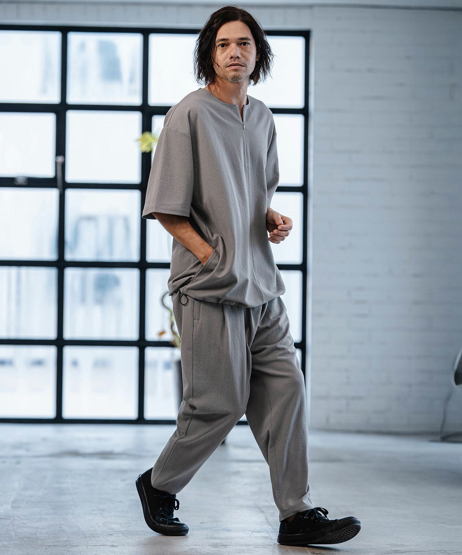 CAMBIO(カンビオ)】Stretch Seersucker Tapered Pants テーパード