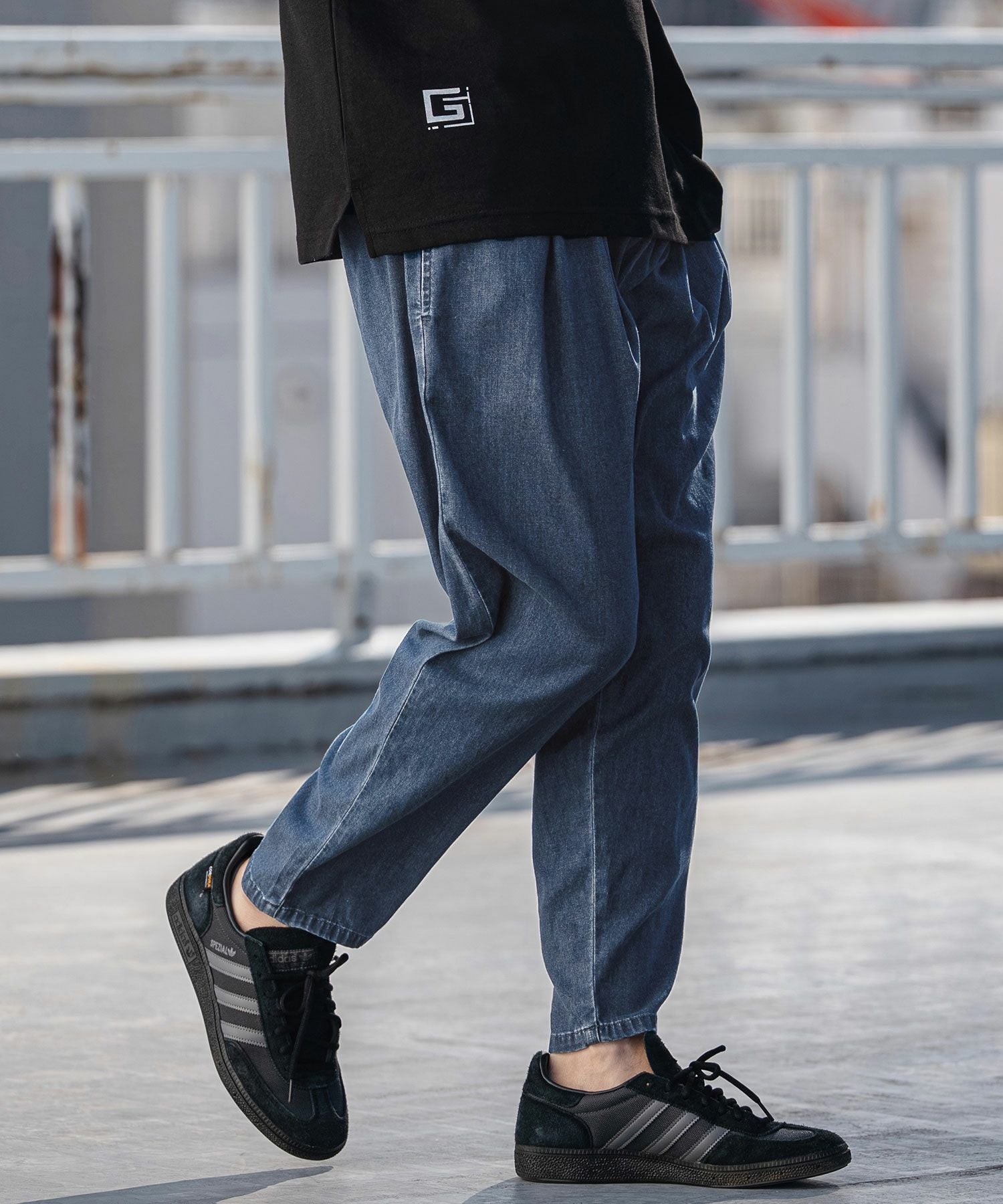 CAMBIO(カンビオ)】Distressed Soft Balloon Silhouette Denim Pants