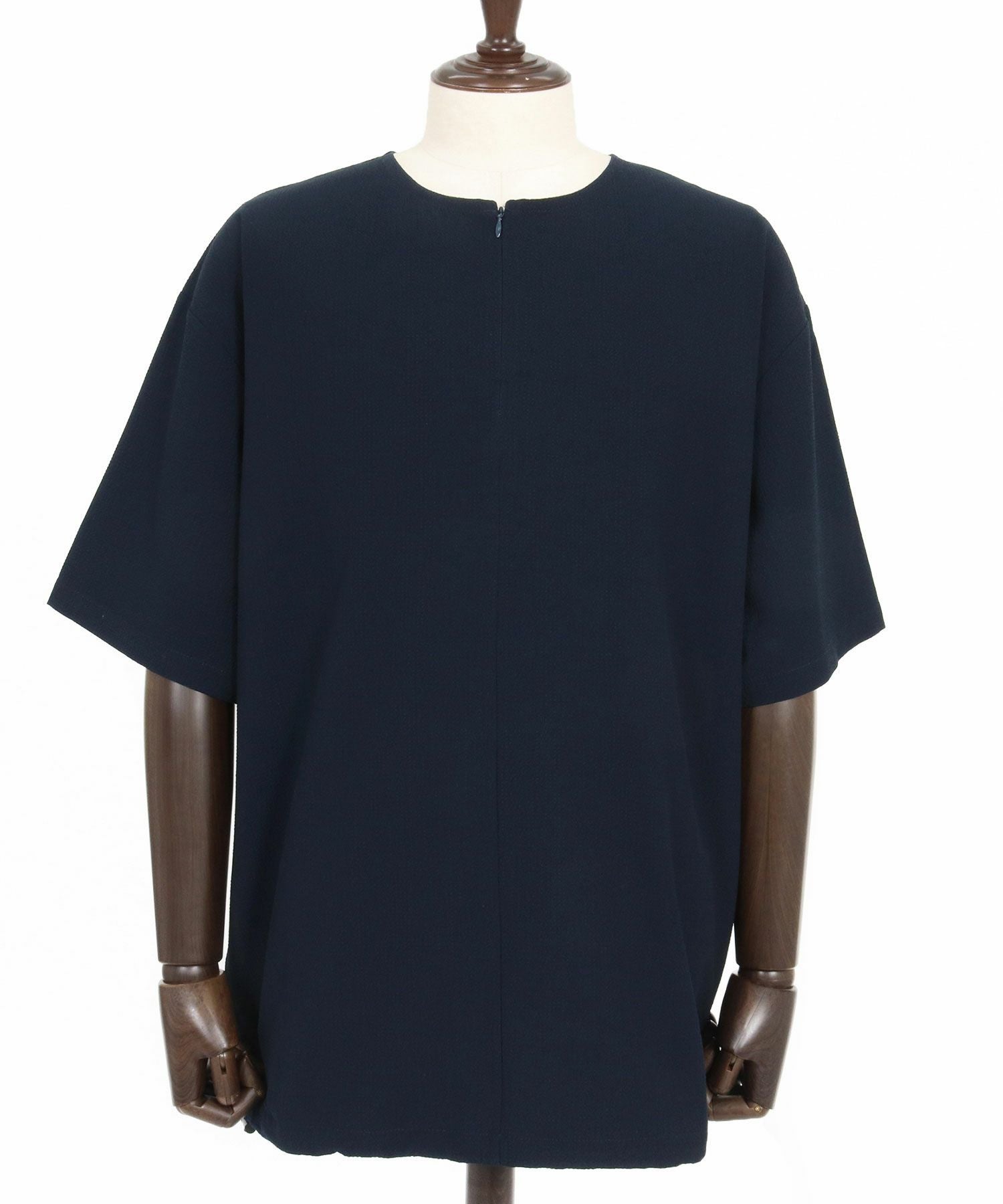 CAMBIO(カンビオ)】Stretch Seersucker Zip Henley Neck Short Sleeve