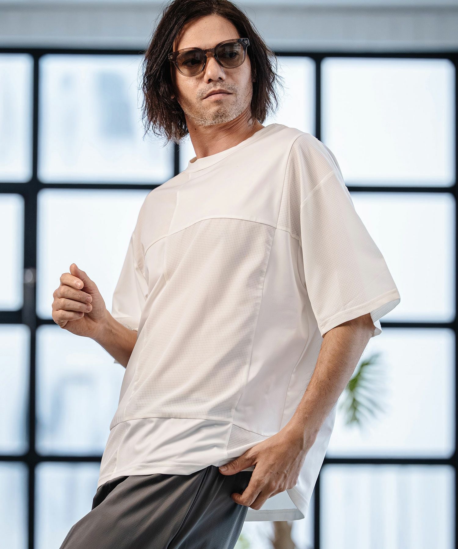 CAMBIO(カンビオ)】Mixed Material Vertical and Horizontal Patchwork