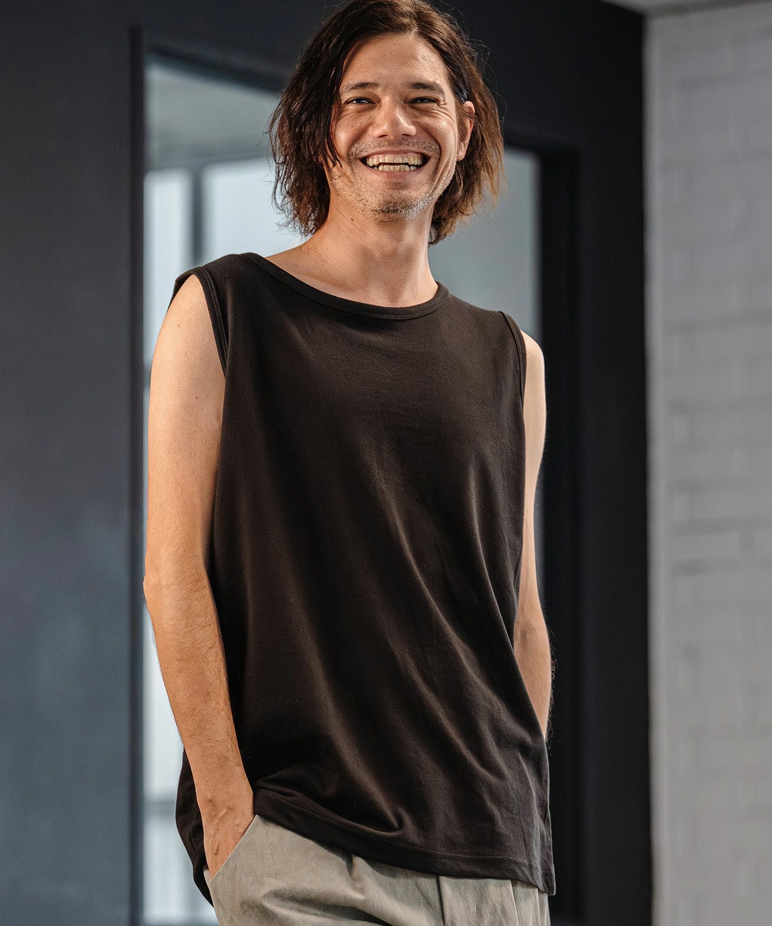 CAMBIO(カンビオ)】Cool Touch USA Cotton Sleeveless Cut sew タンク