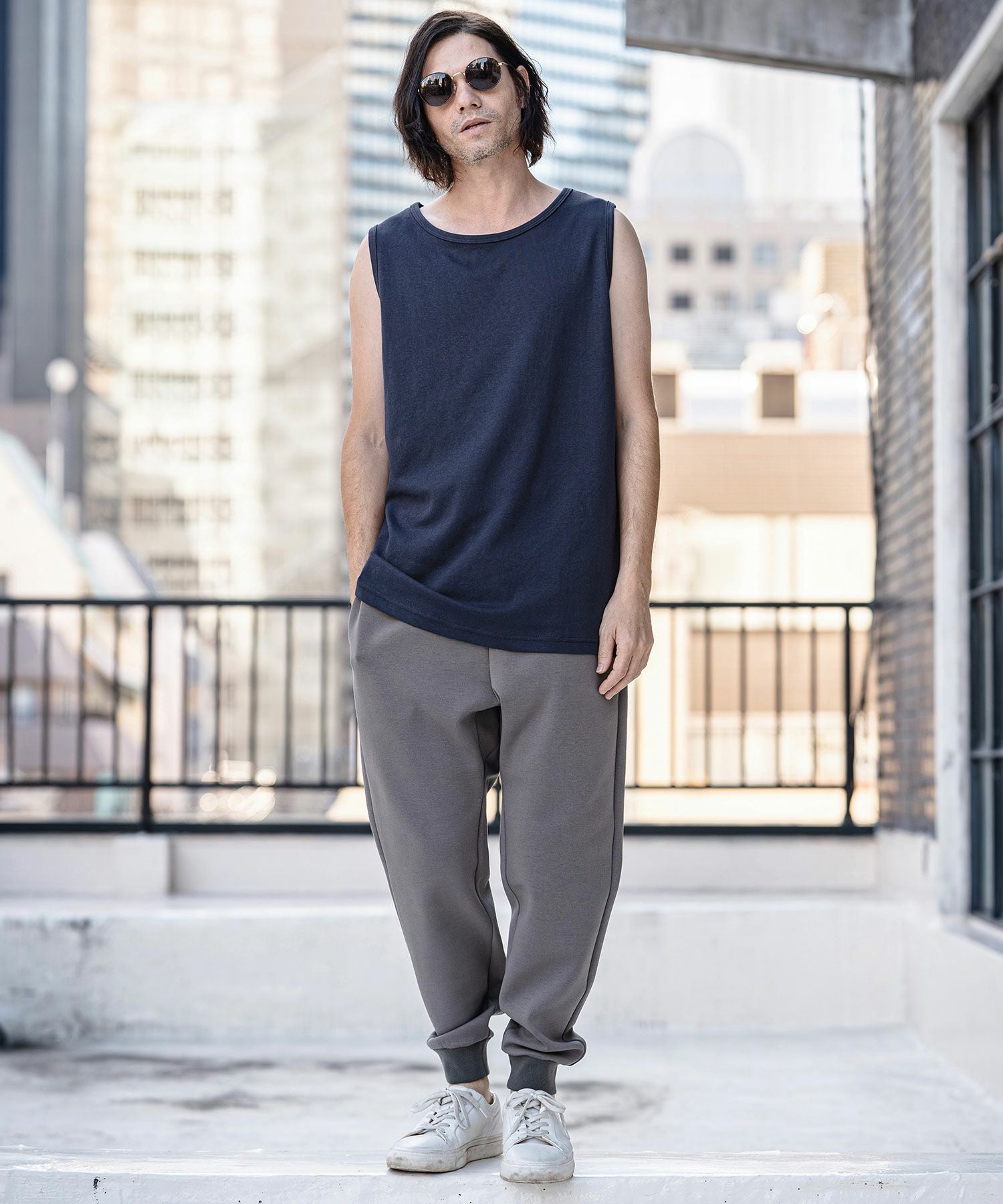 CAMBIO(カンビオ)】Cool Touch USA Cotton Sleeveless Cut sew タンク