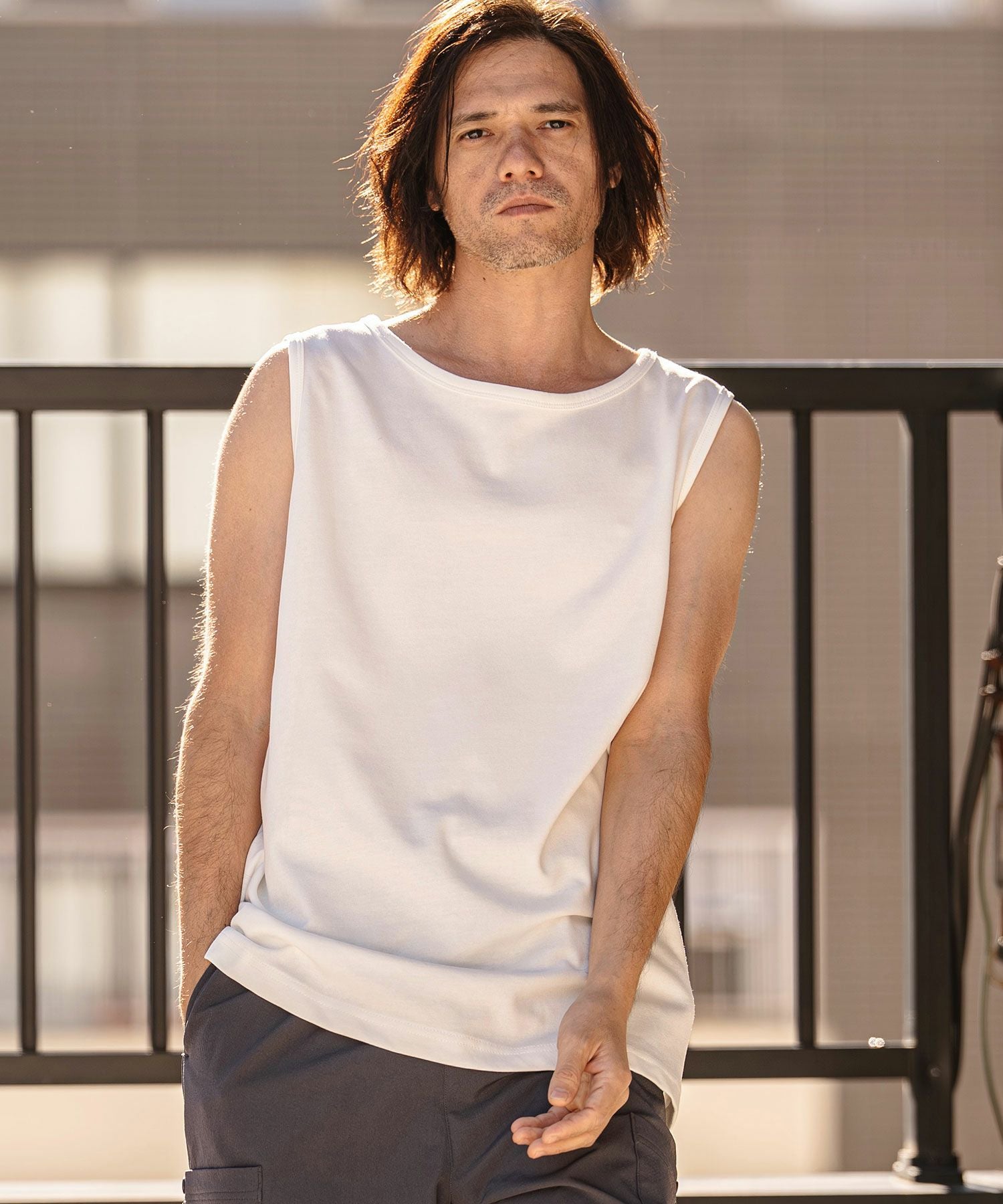 CAMBIO(カンビオ)】Cool Touch USA Cotton Sleeveless Cut sew タンク