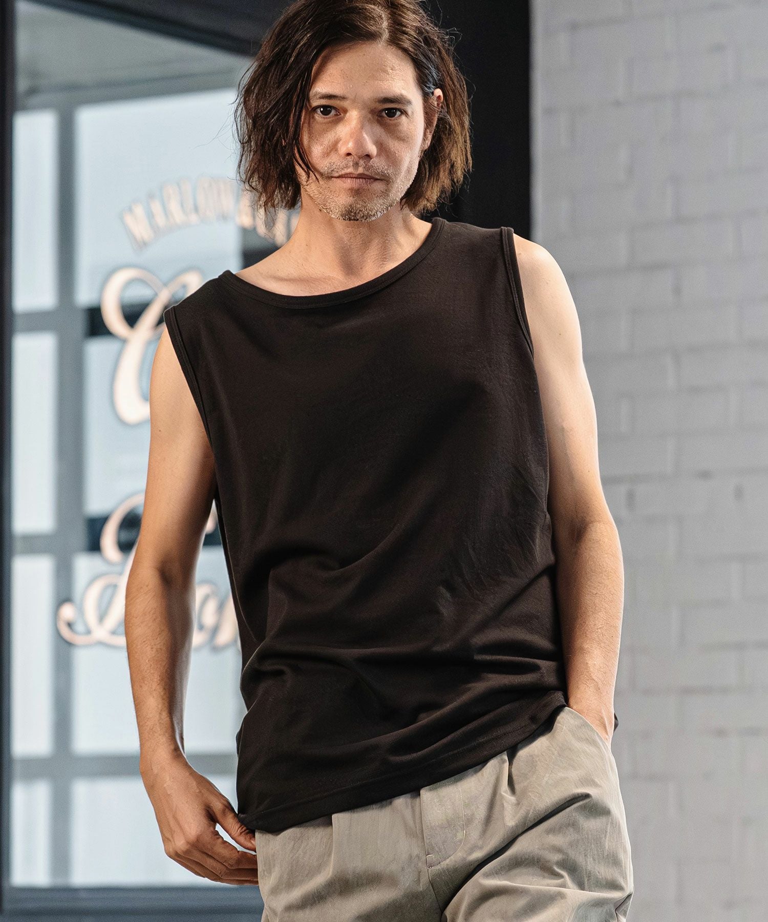 CAMBIO(カンビオ)】Cool Touch USA Cotton Sleeveless Cut sew タンク