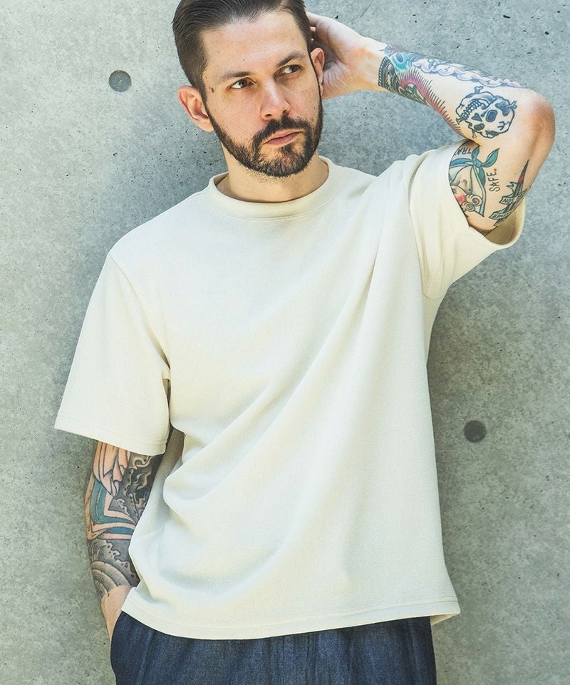 MROLIVE(ミスターオリーブ)】 POLYESTER HEMP JERSEY -CREW NECK T