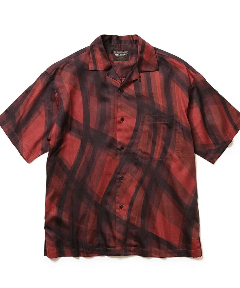 MROLIVE(ミスターオリーブ)】 ABSTRACT CHECK -SHORT-S OPEN COLLAR