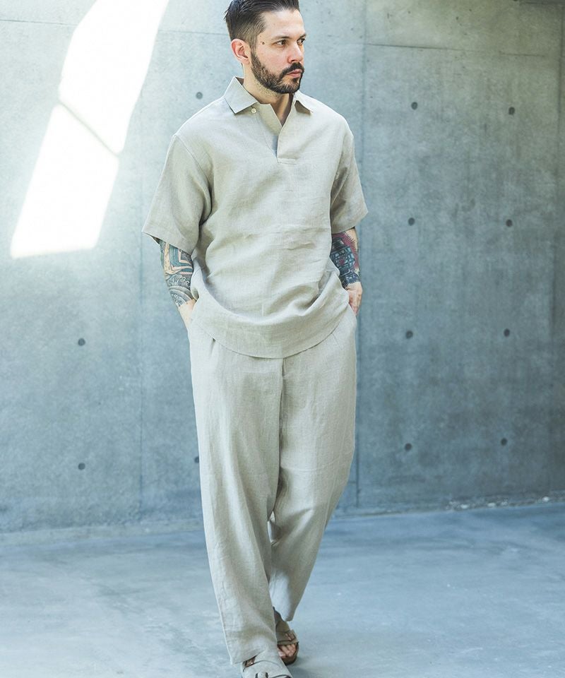 MROLIVE(ミスターオリーブ)】 SOFT FINISH LINEN -DRAWSTRING TAPERED