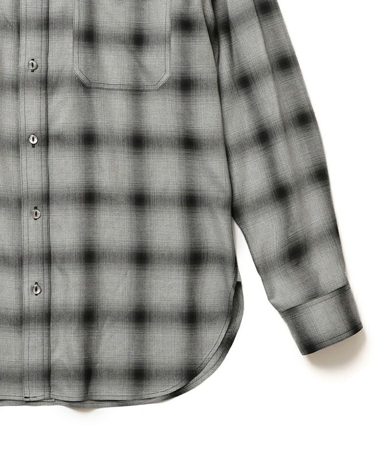MROLIVE(ミスターオリーブ)】RAYON OMBRE CHECK -WORK SHIRT オン