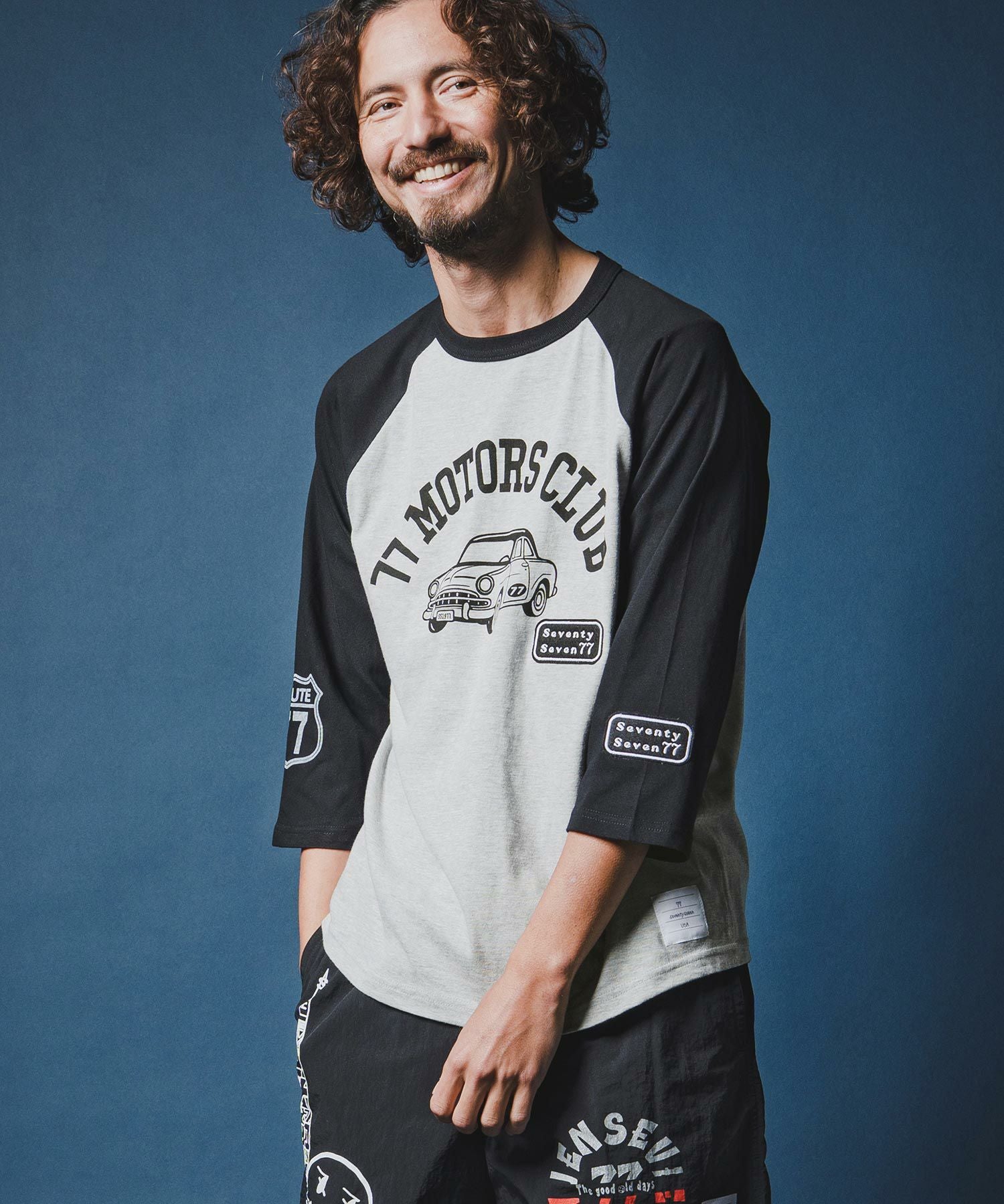seventy seven(セブンティセブン)】half sleeve raglan t-shirt