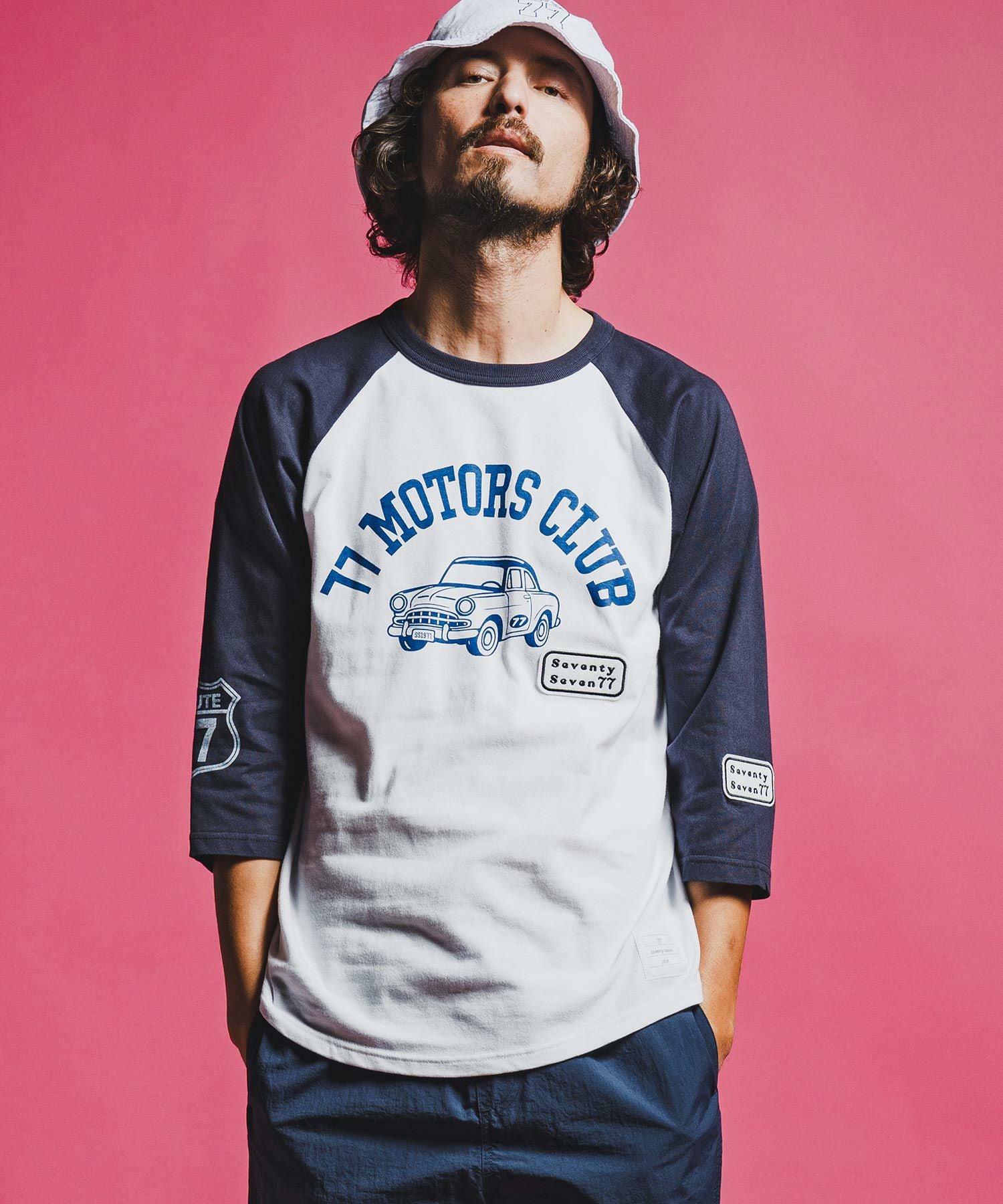 seventy seven(セブンティセブン)】half sleeve raglan t-shirt