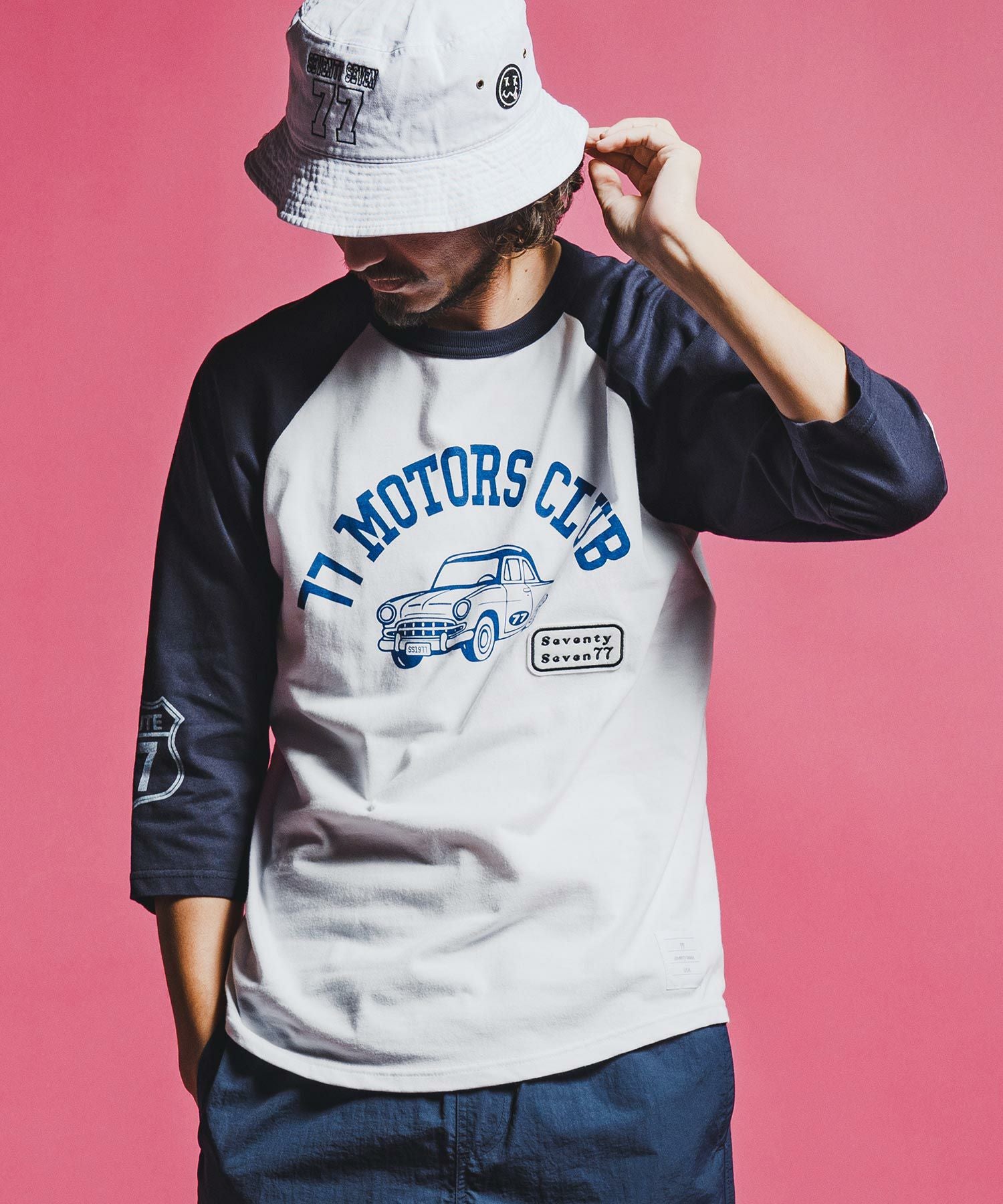 seventy seven(セブンティセブン)】half sleeve raglan t-shirt