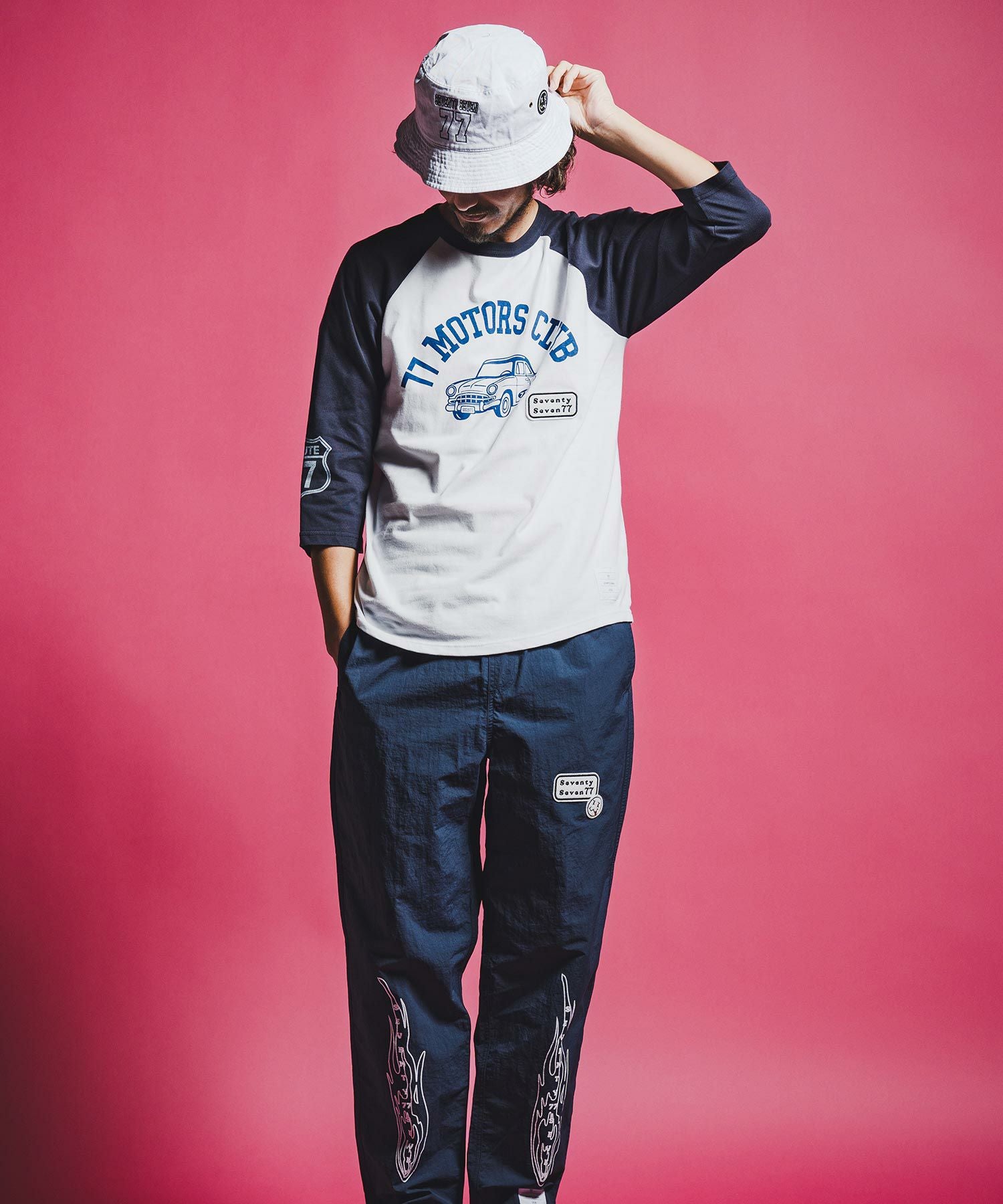 seventy seven(セブンティセブン)】half sleeve raglan t-shirt