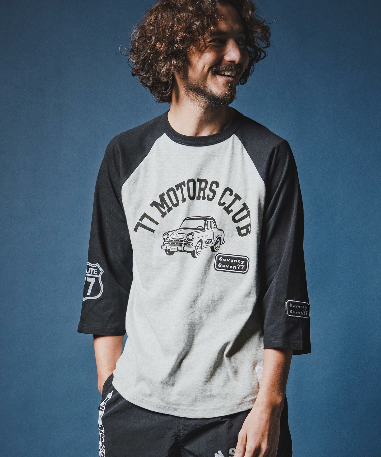 seventy seven(セブンティセブン)】half sleeve raglan t-shirt