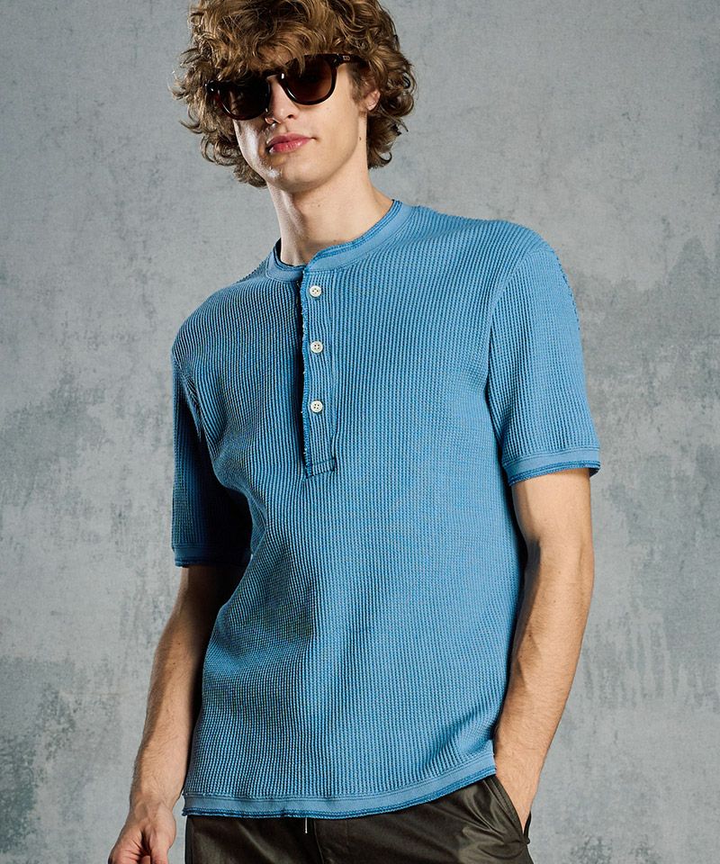 定価2万 wjk waffle 3/4 sleeve henley カットソーL wjk】waffle henley S-S ヘンリーネックカットソー(7131 wf19i