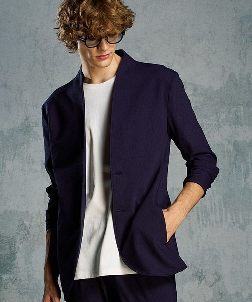 wjk】solid collar single jacket ノーカラージャケット(2090 pe51i 