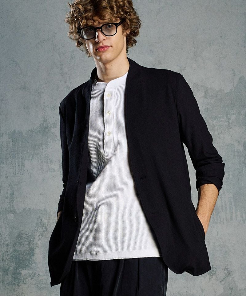 wjk】solid collar single jacket ノーカラージャケット(2090 pe51i