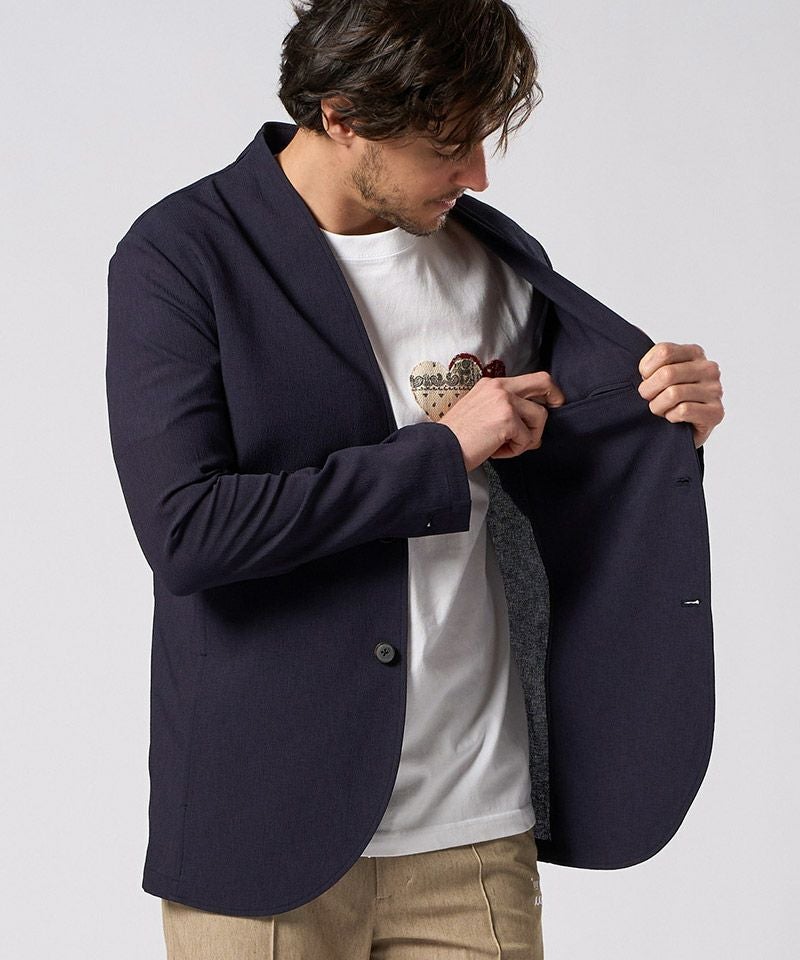 wjk】solid collar single jacket ノーカラージャケット(2090 pe51i
