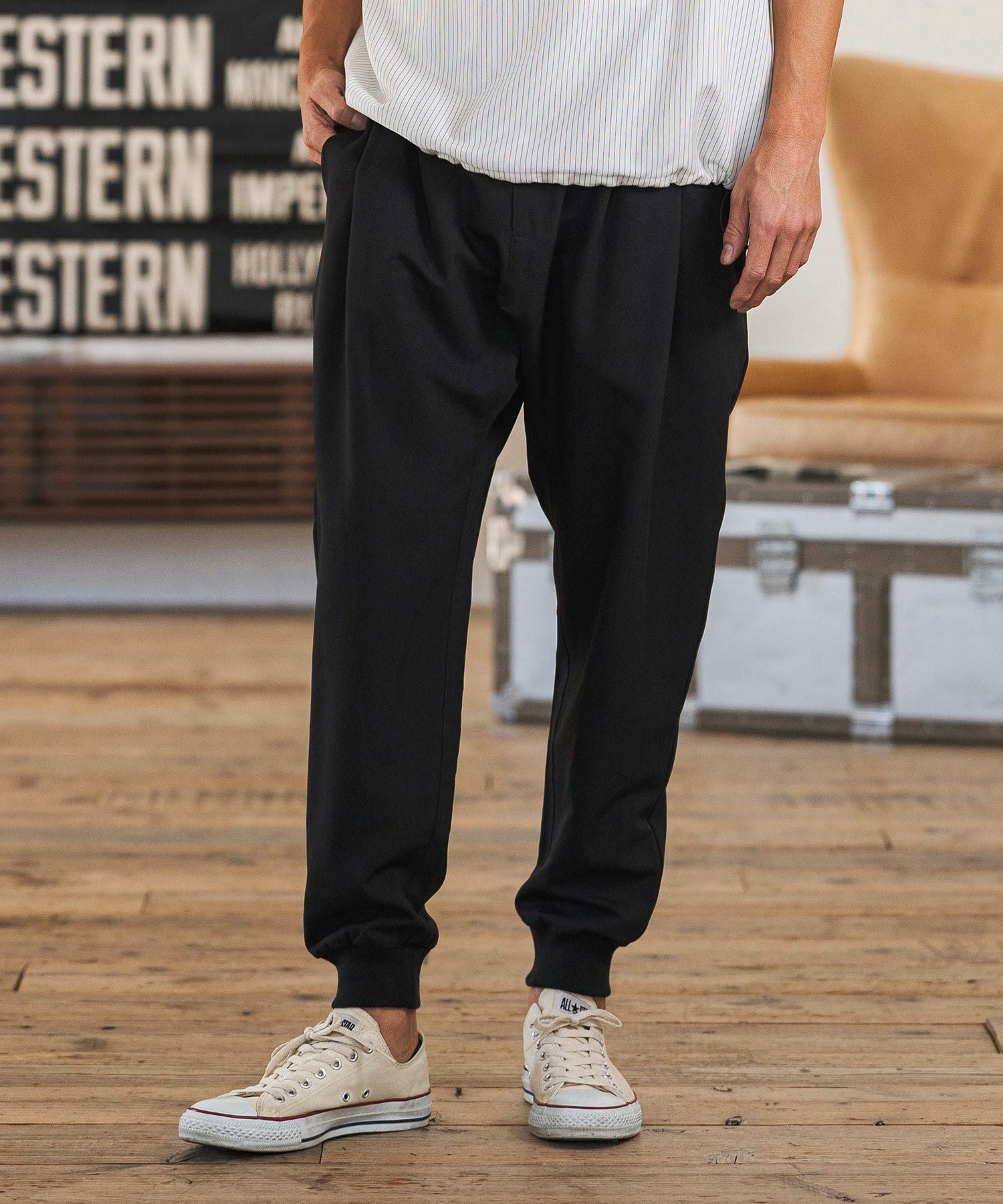 CAMBIO(カンビオ)】Slacks Fabric Jogger Pants スラックスジョガー