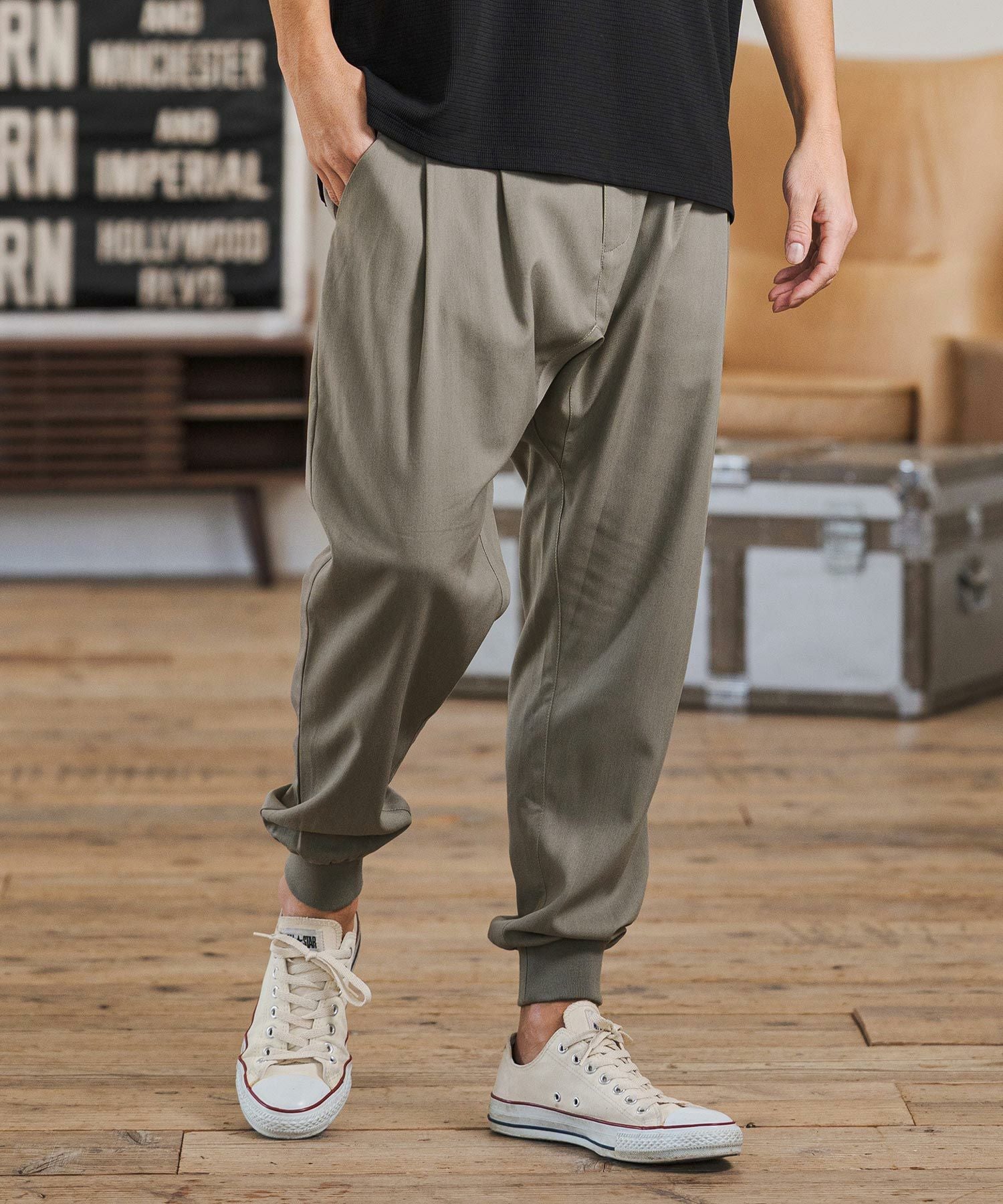 CAMBIO(カンビオ)】Slacks Fabric Jogger Pants スラックスジョガー