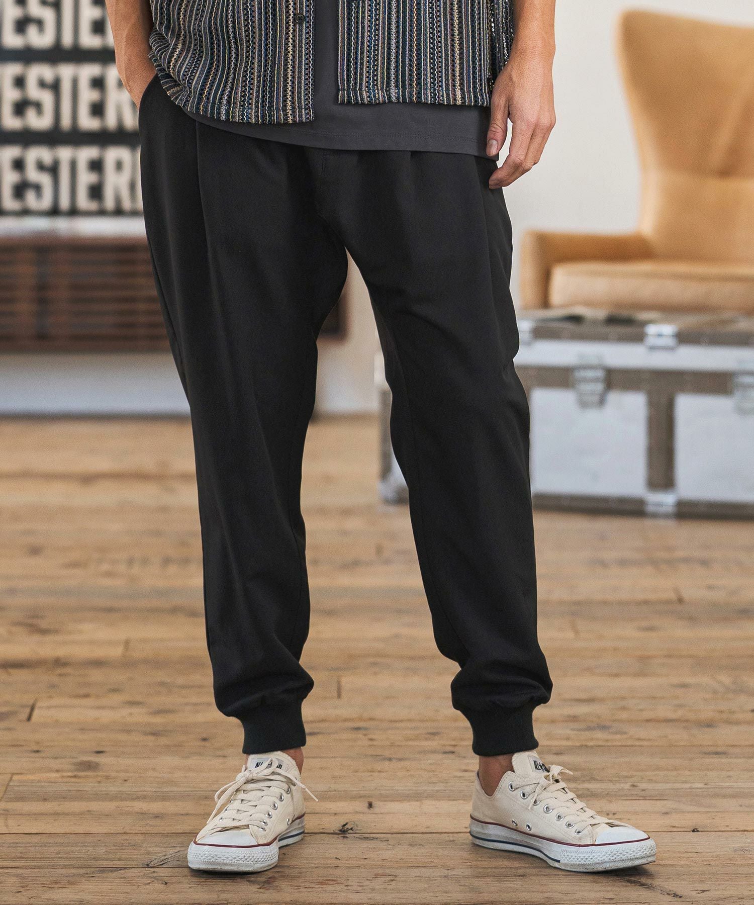 CAMBIO(カンビオ)】Slacks Fabric Jogger Pants スラックスジョガー