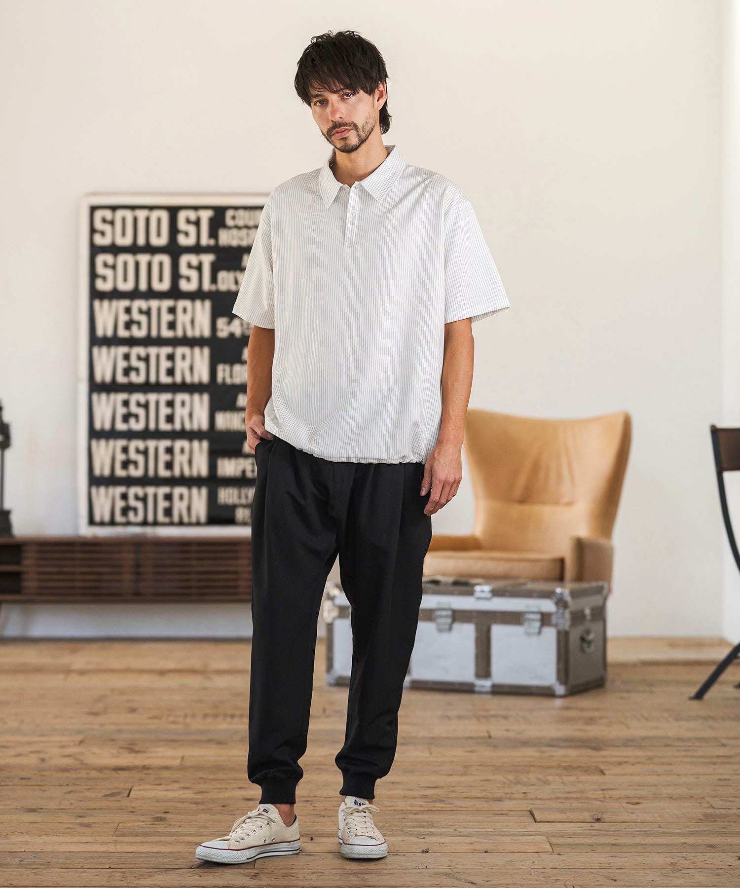 CAMBIO(カンビオ)】Slacks Fabric Jogger Pants スラックスジョガー