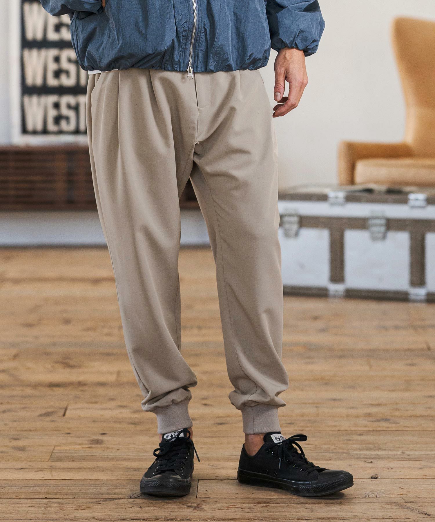 CAMBIO(カンビオ)】Slacks Fabric Jogger Pants スラックスジョガー