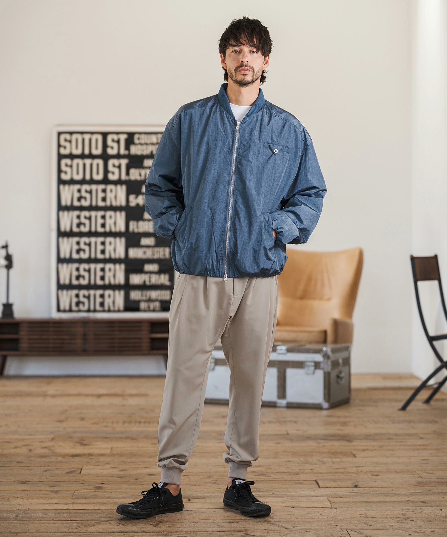 CAMBIO(カンビオ)】Slacks Fabric Jogger Pants スラックスジョガー