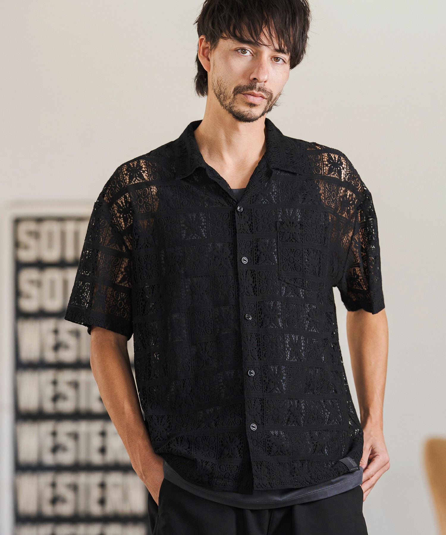 CAMBIO(カンビオ)】Fringe Jacquard Long Sleeve Shirts シャツ(PF-241