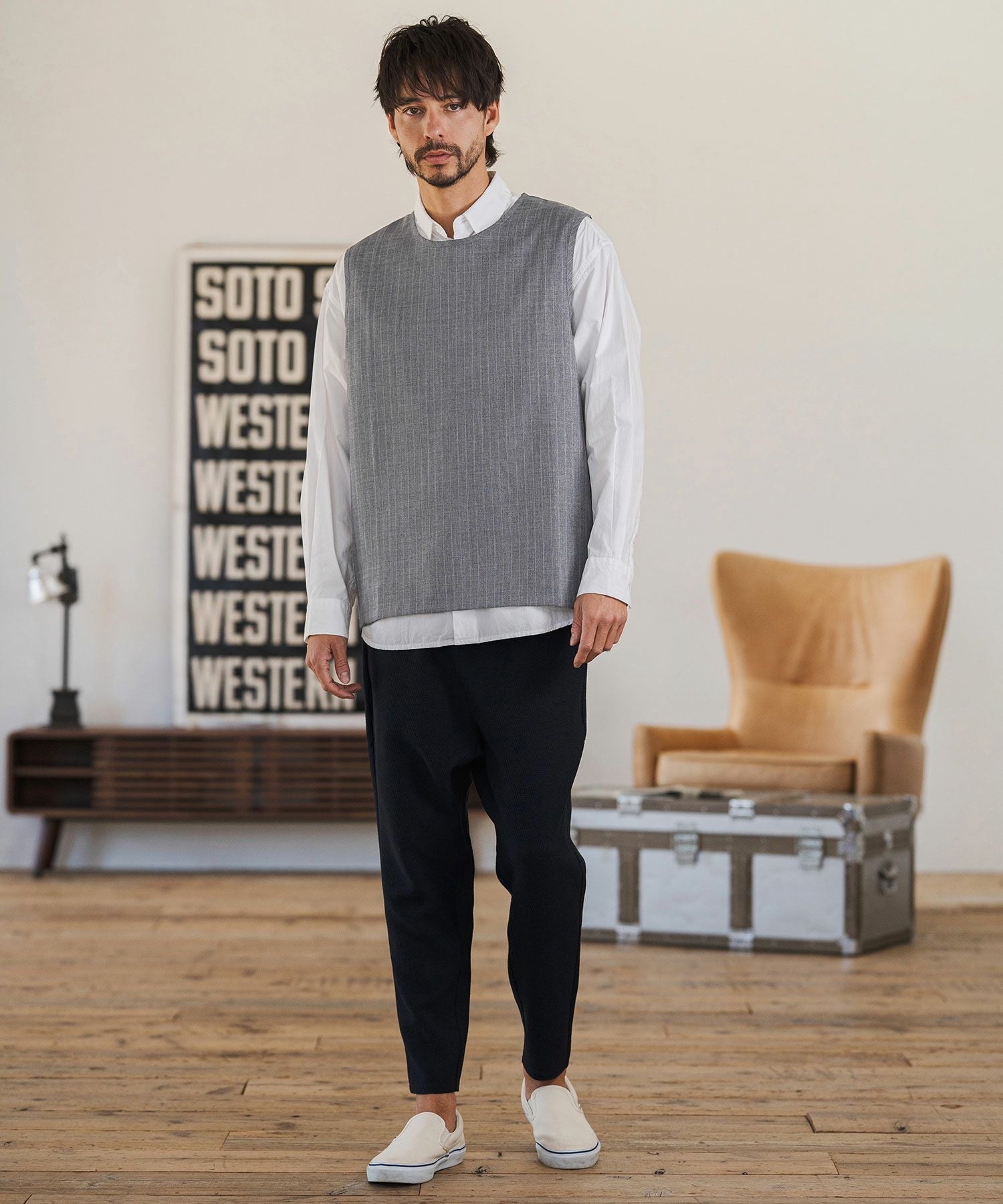 30%OFF【CAMBIO(カンビオ)】脇ZIP付き布帛ピンストライプタンクトップ