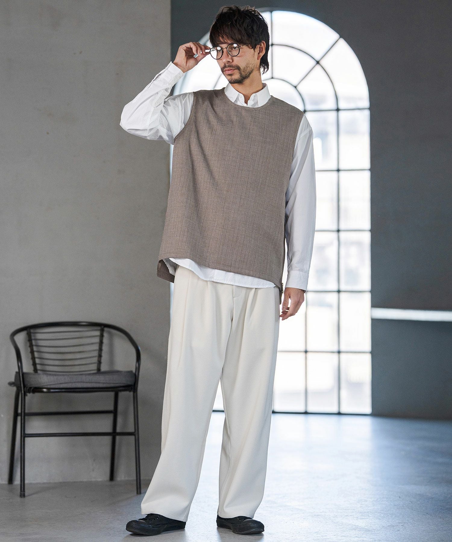 30%OFF【CAMBIO(カンビオ)】脇ZIP付き布帛ピンストライプタンクトップ