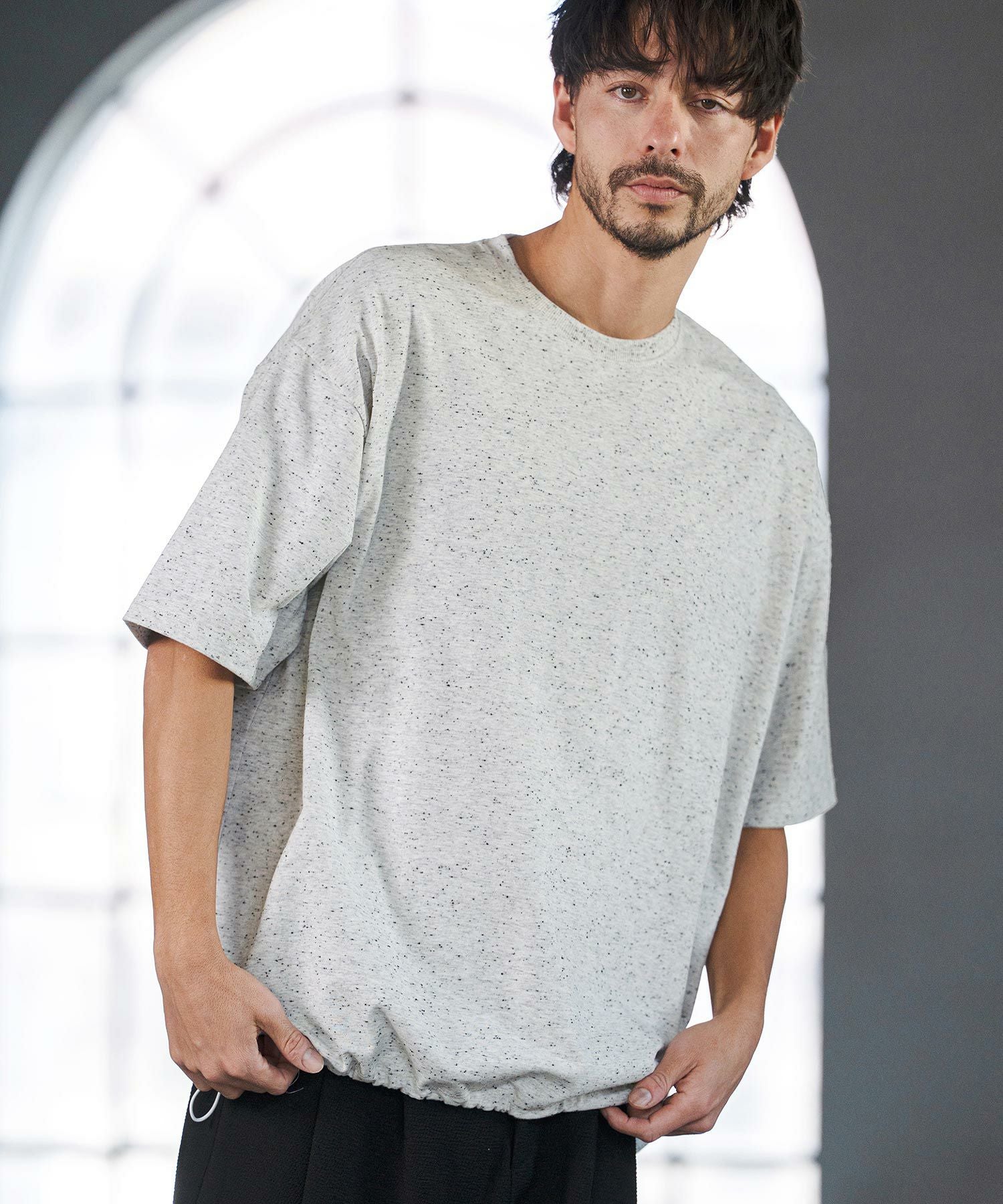 50%OFF【CAMBIO(カンビオ)】Crazy Pattern Pile Short Sleeve Tee