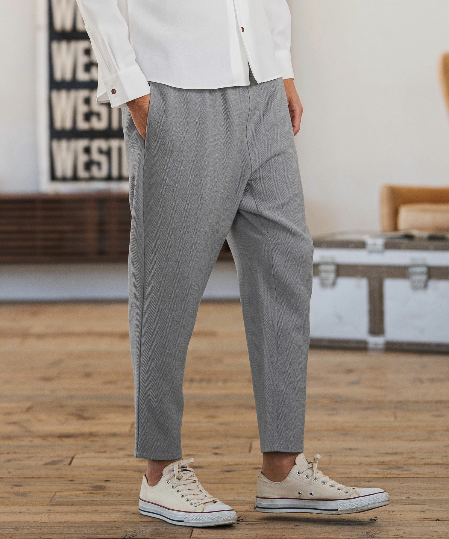 CAMBIO(カンビオ)】Herringbone Jacquard Tapered Ankle Pants