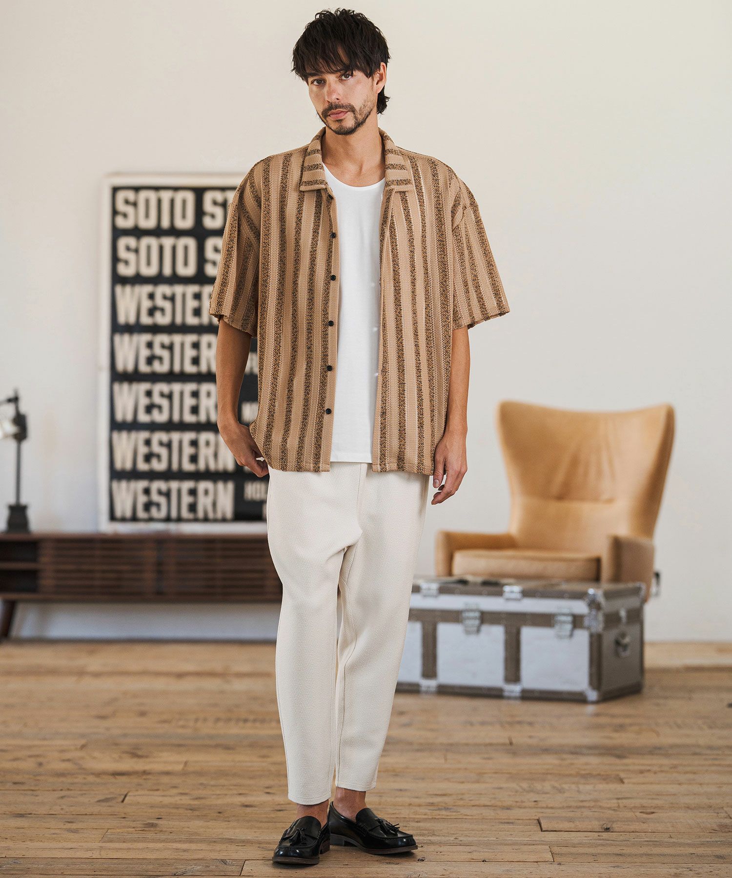 CAMBIO(カンビオ)】Herringbone Jacquard Tapered Ankle Pants