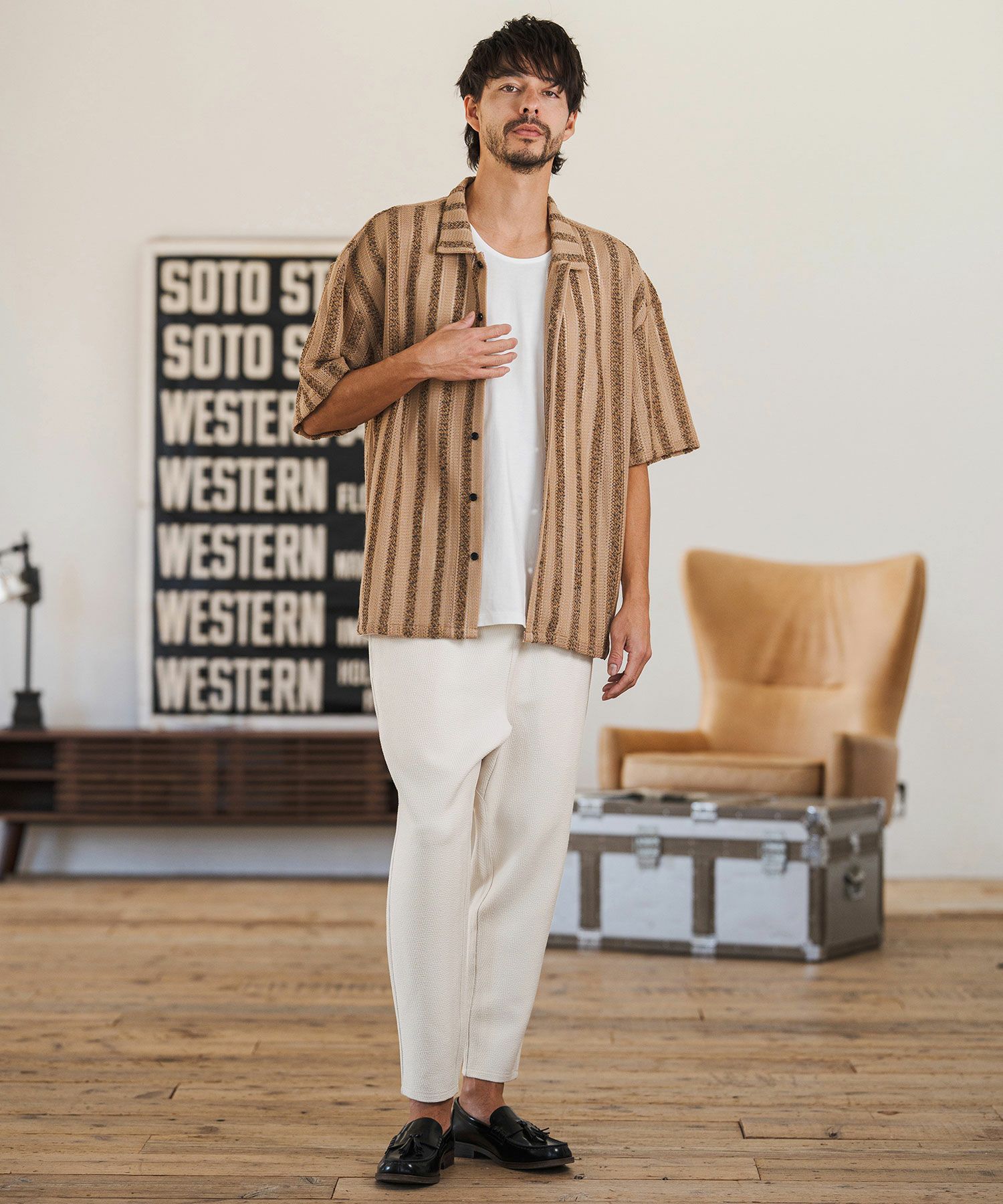 CAMBIO(カンビオ)】Herringbone Jacquard Tapered Ankle Pants