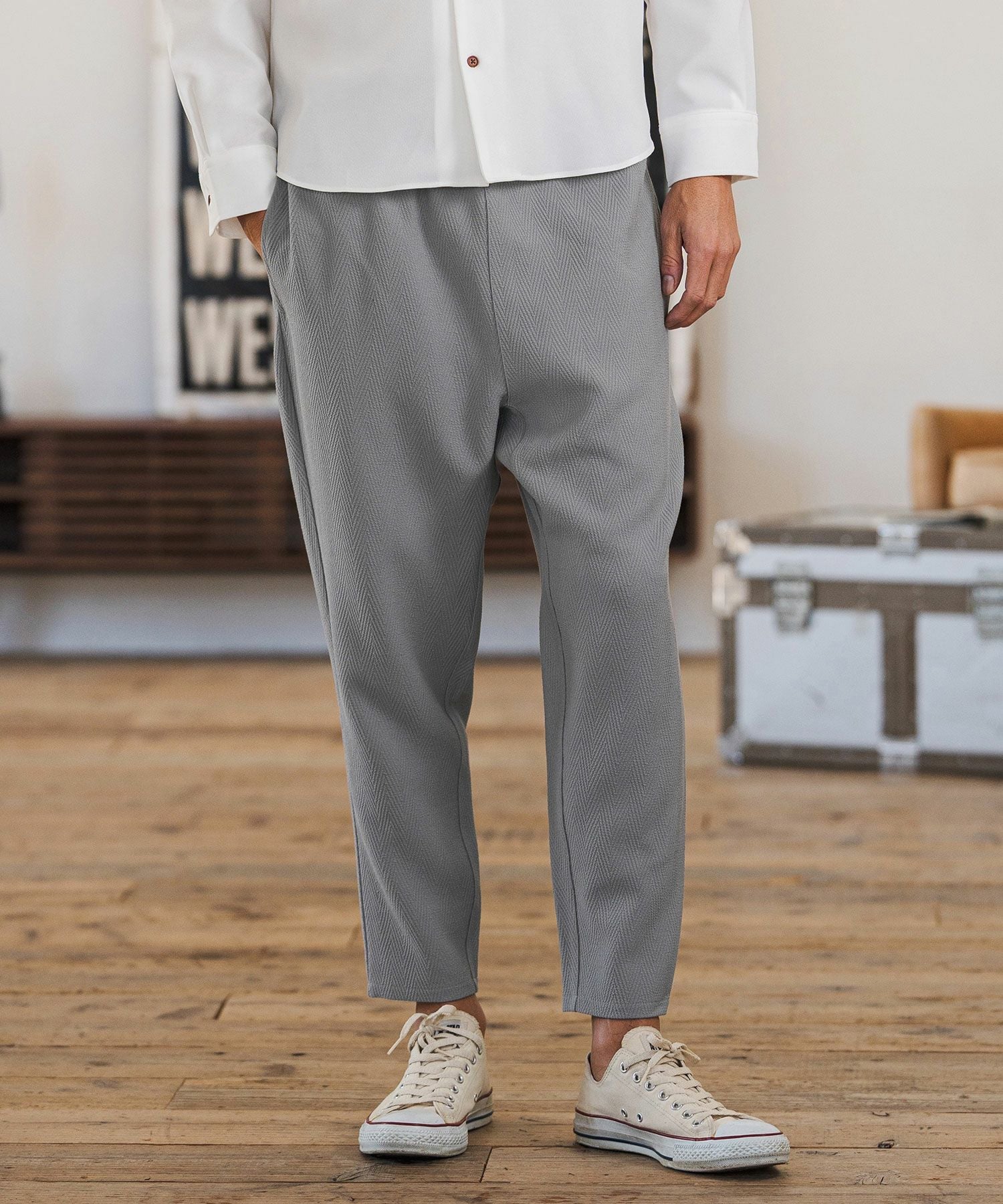 CAMBIO(カンビオ)】Herringbone Jacquard Tapered Ankle Pants