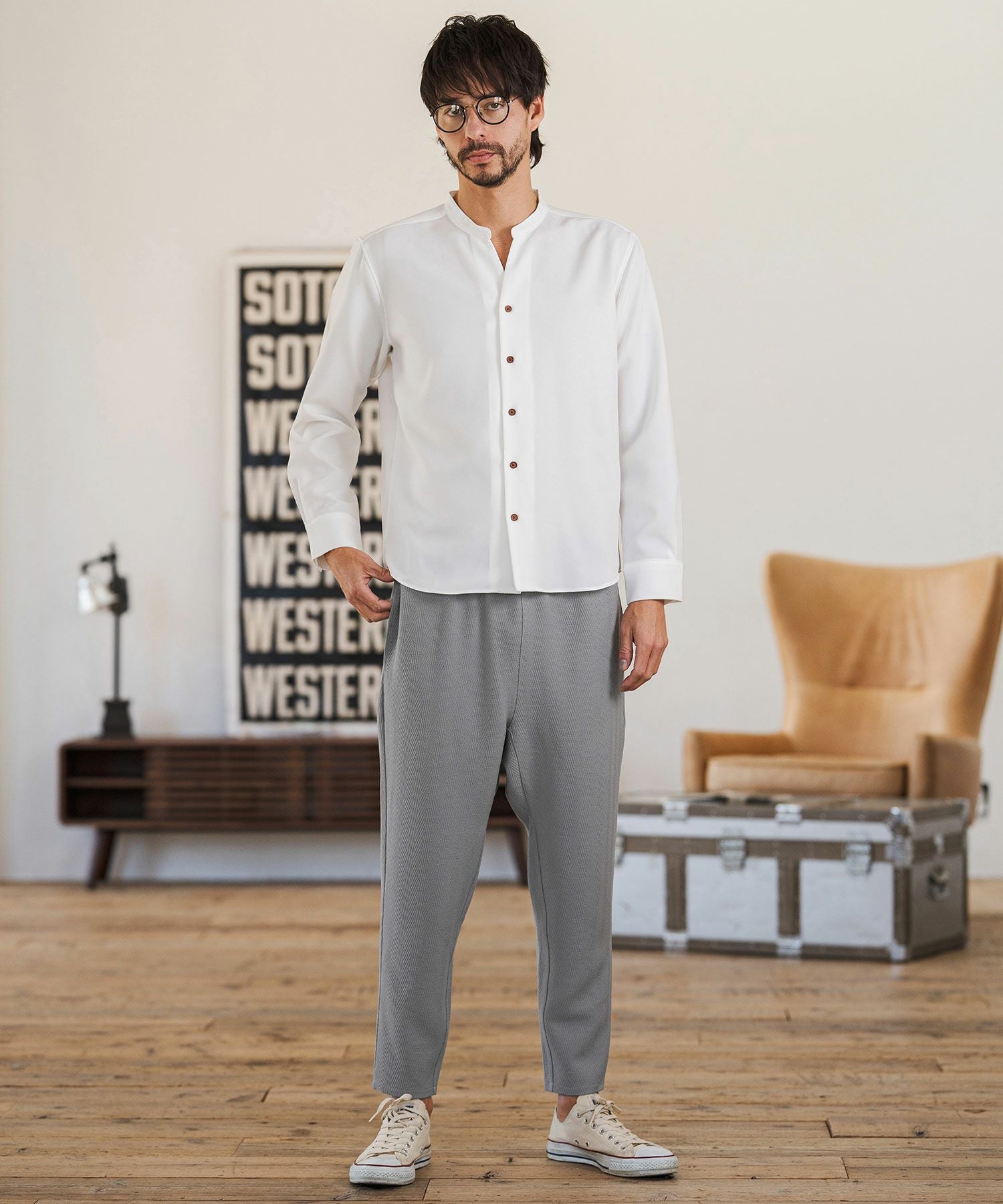 CAMBIO(カンビオ)】Herringbone Jacquard Tapered Ankle Pants