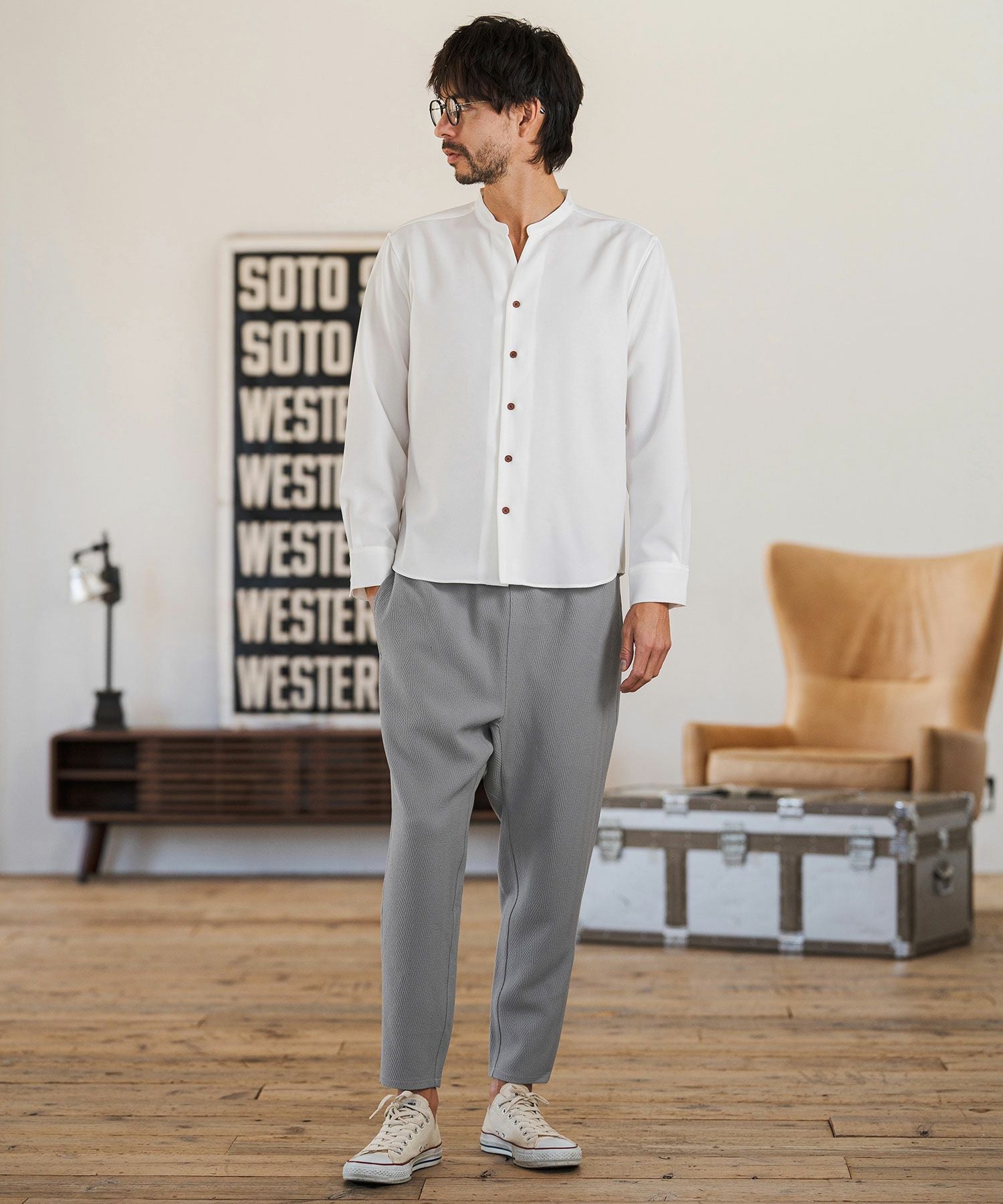 CAMBIO(カンビオ)】Herringbone Jacquard Tapered Ankle Pants