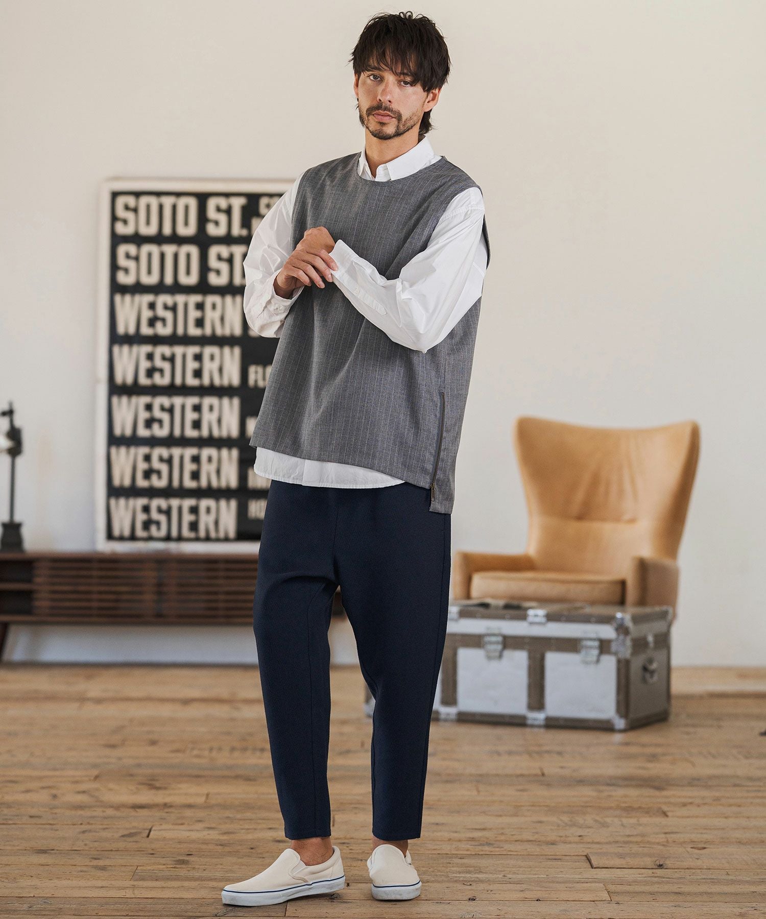 CAMBIO(カンビオ)】Herringbone Jacquard Tapered Ankle Pants