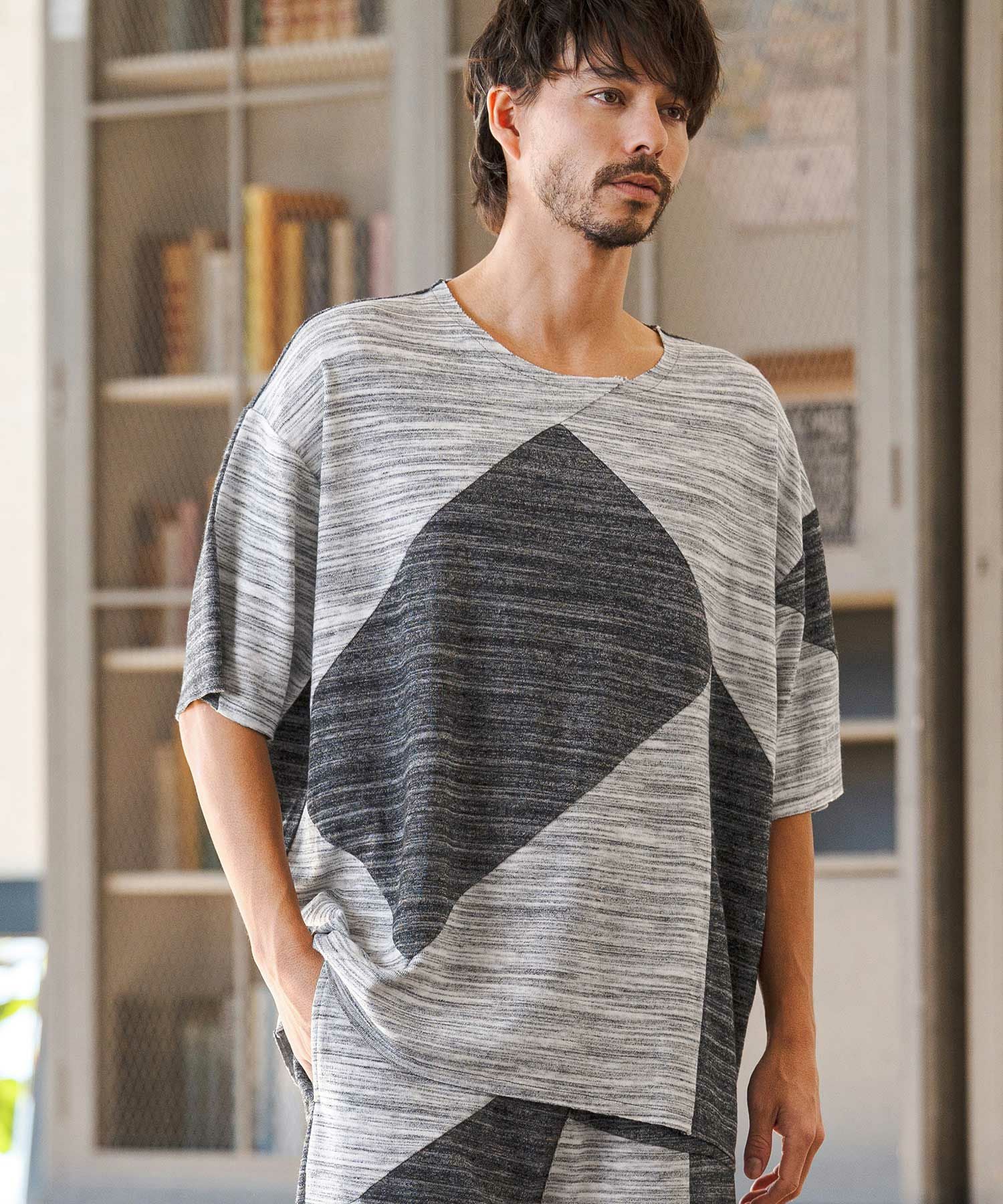 CAMBIO クレイジーパターン 半袖シャツ 50%OFF【CAMBIO(カンビオ)】Crazy Pattern Pile Short Sleeve Tee