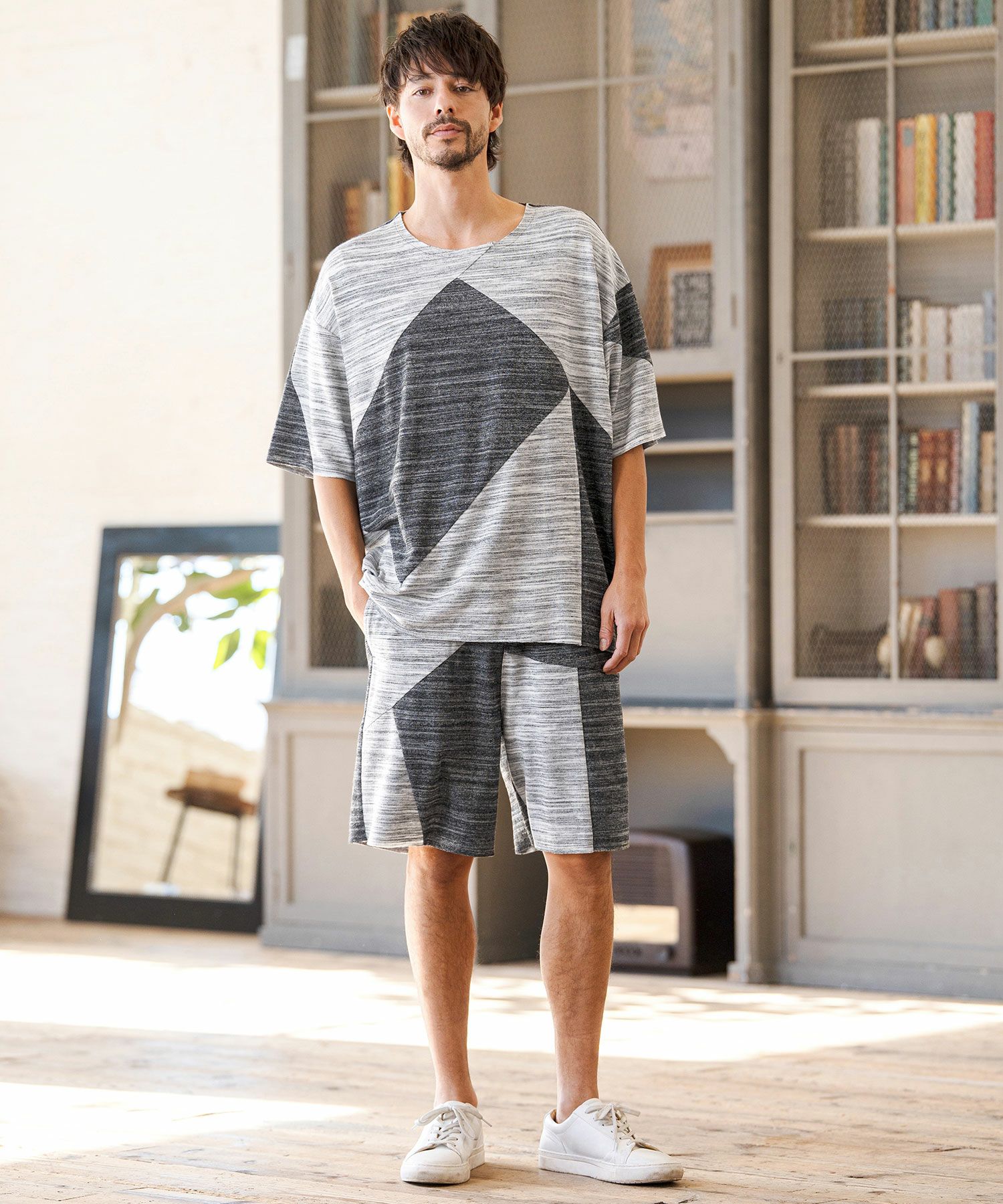 50%OFF【CAMBIO(カンビオ)】Crazy Pattern Pile Short Sleeve Tee