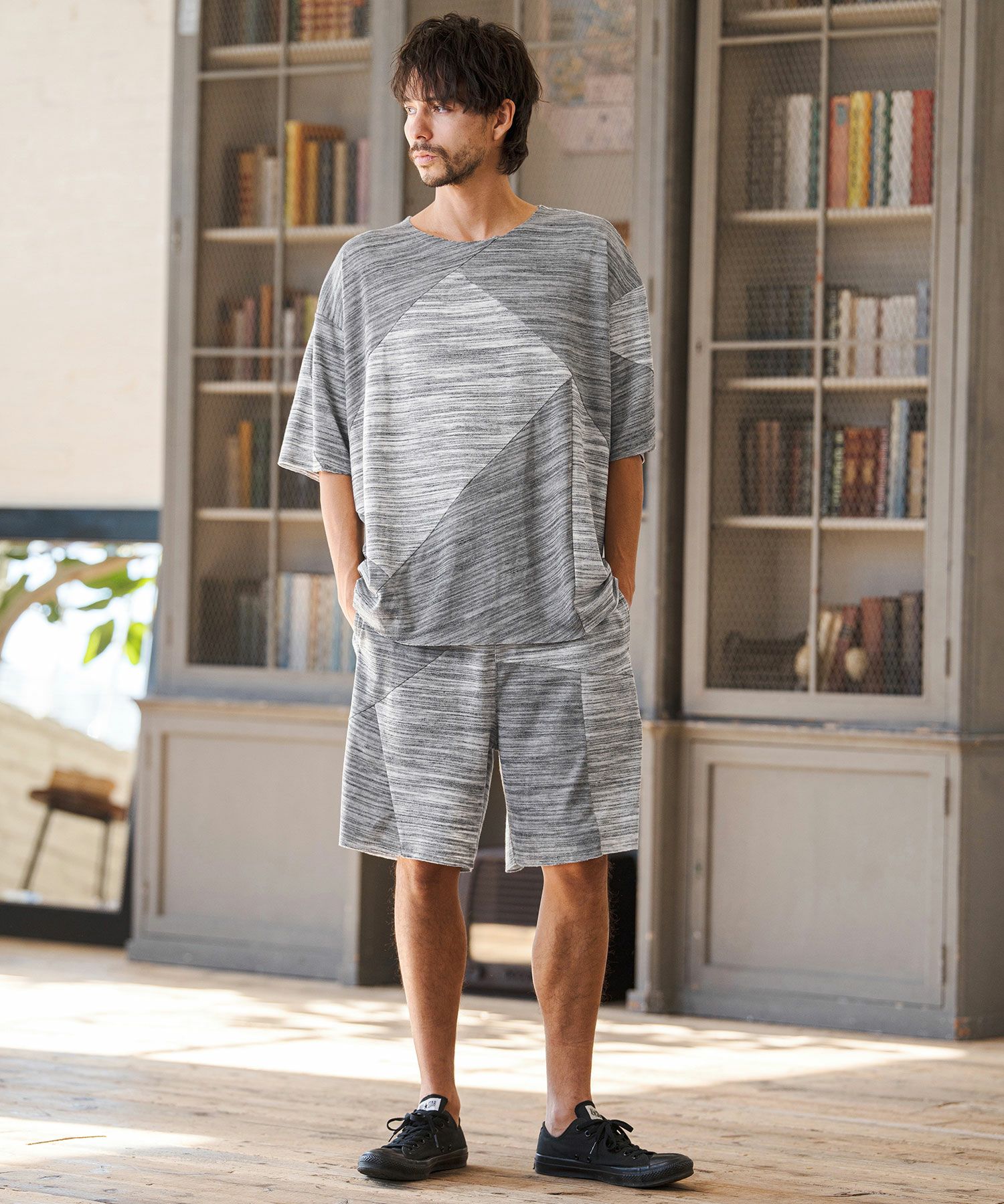 50%OFF【CAMBIO(カンビオ)】Crazy Pattern Pile Short Sleeve Tee