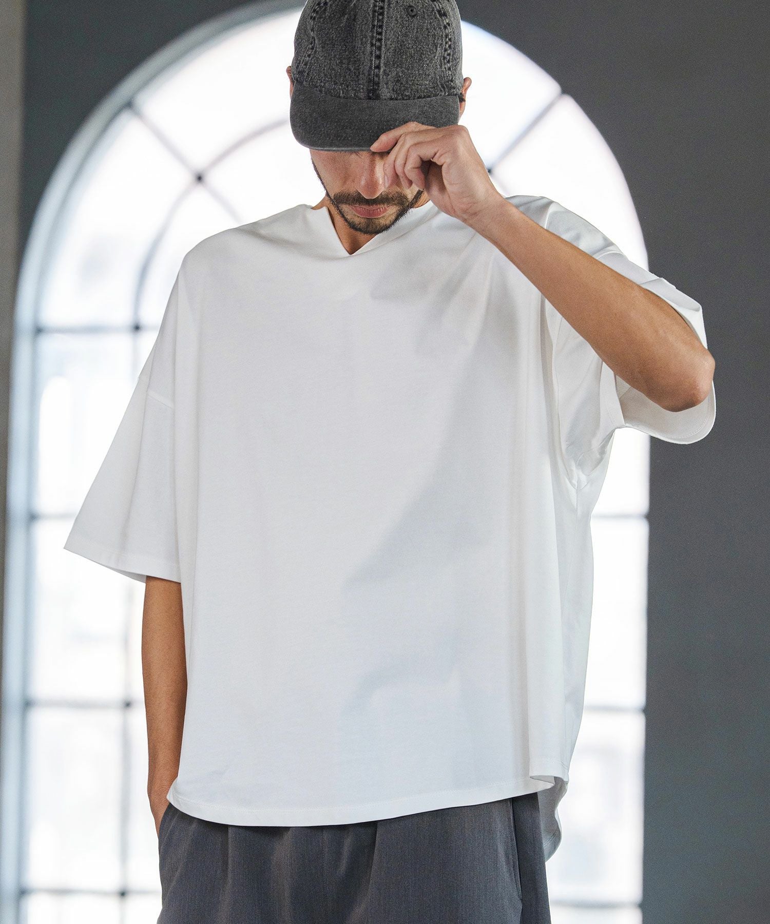 CAMBIO(カンビオ)】COOLMAX Key Neck Short Sleeve Tee キーネックT