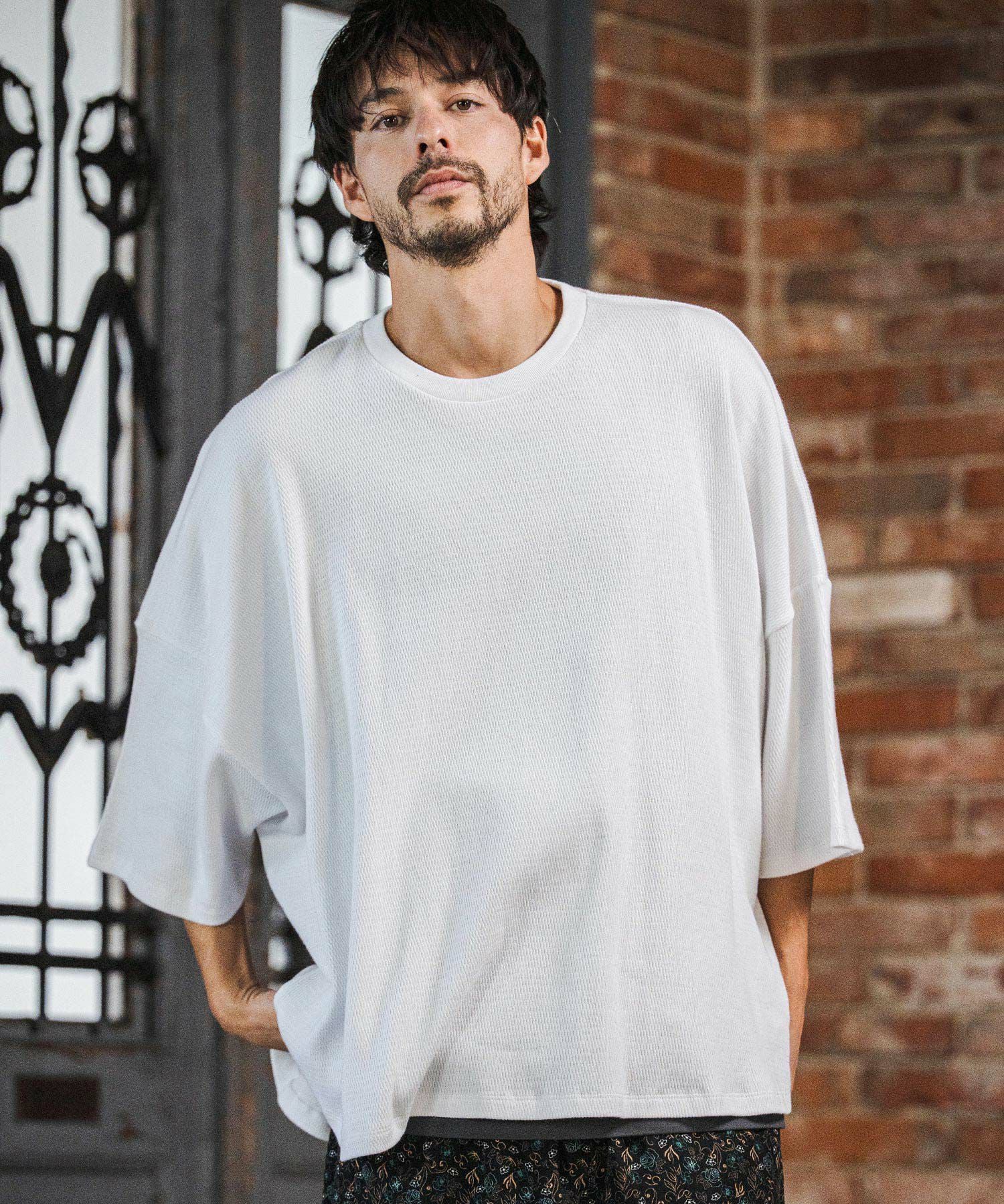 CAMBIO(カンビオ)】Honeycomb Waffle Over Size Tee オーバー