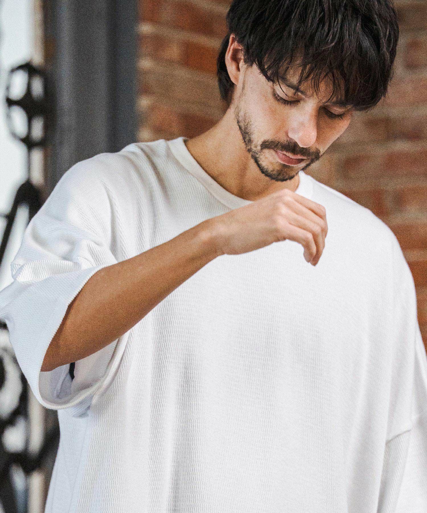 CAMBIO(カンビオ)】Honeycomb Waffle Over Size Tee オーバー