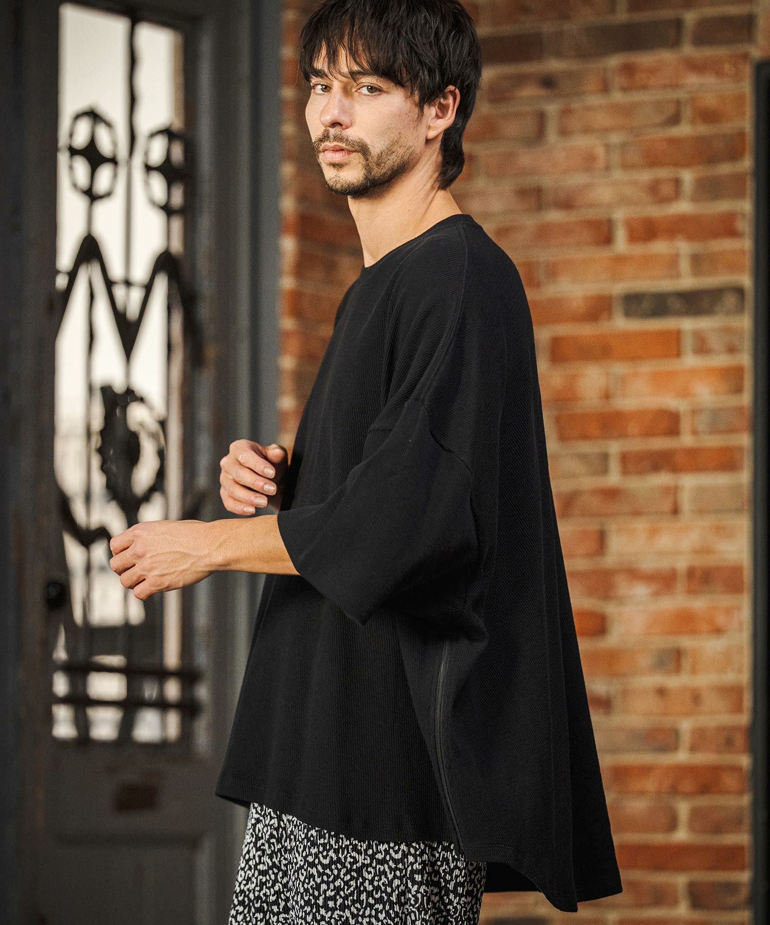 CAMBIO(カンビオ)】Honeycomb Waffle Over Size Tee オーバー