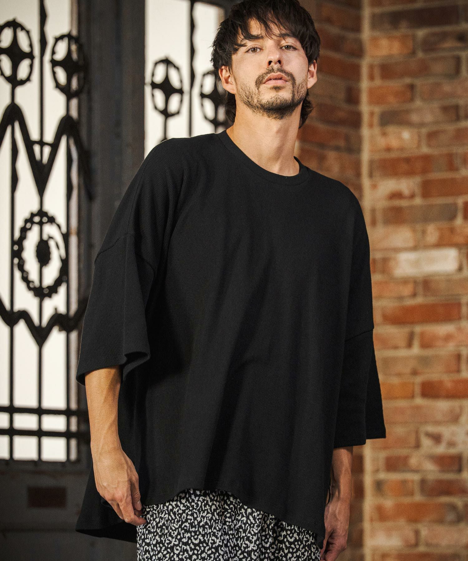 CAMBIO(カンビオ)】Honeycomb Waffle Over Size Tee オーバー